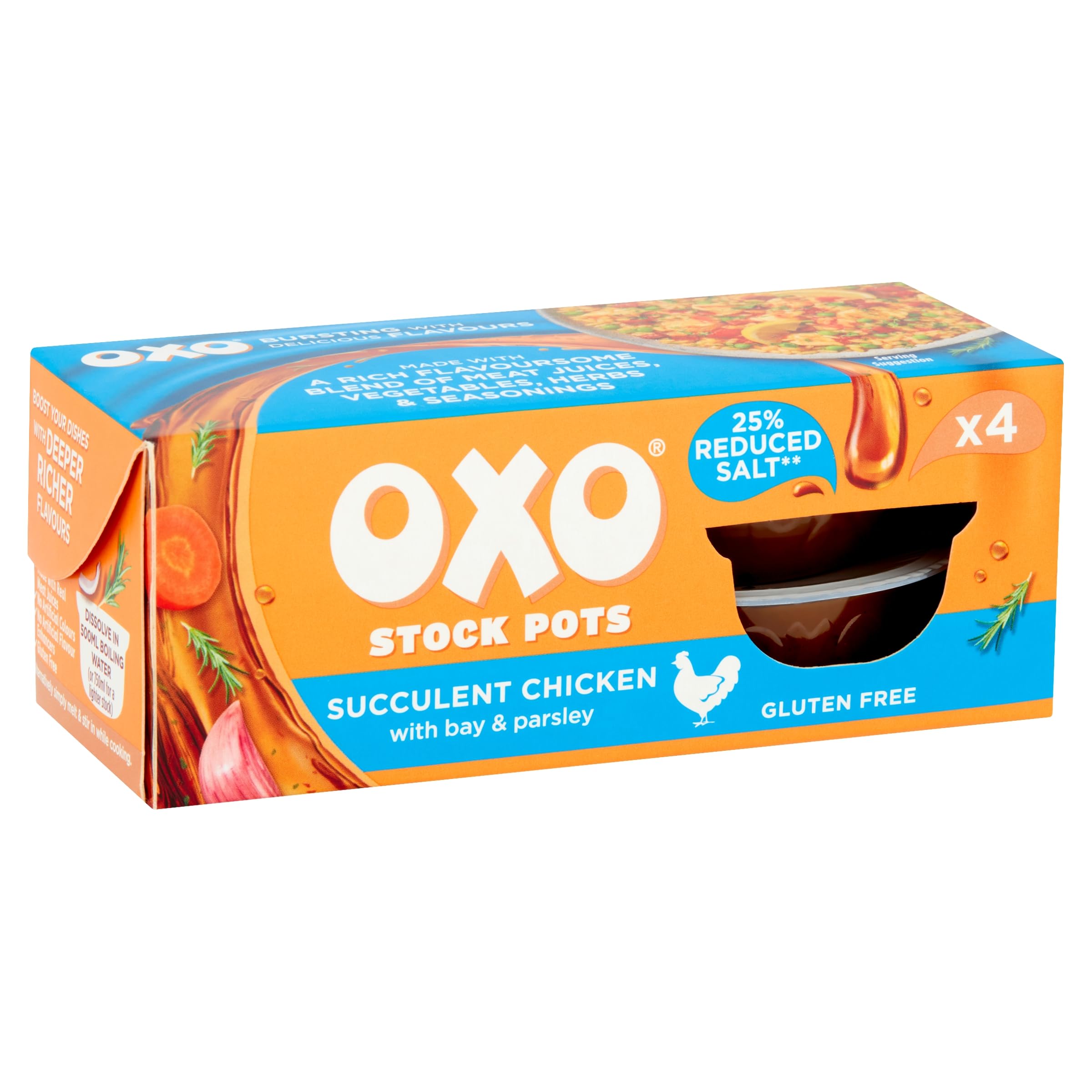 OXO Reduced Salt Chicken Stock Pots - Savoury Flavour, 4 x 20g Pots (80g Total) 6