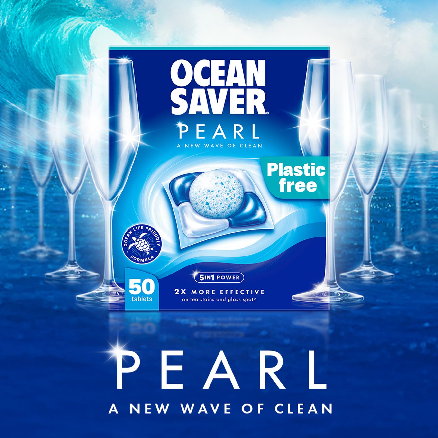 OceanSaver Pearl 5-in-1 Power Eco-Friendly Dishwasher Tablets - Pack of 50 3