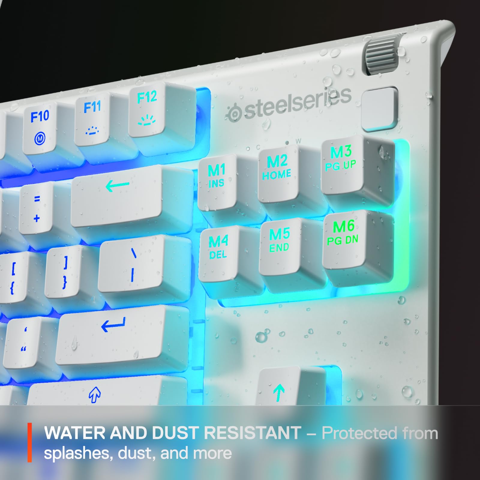 SteelSeries Apex 3 TKL White RGB Gaming Keyboard - UK Layout - 8-Zone RGB - Whisper-Quiet Switches - Water Resistant 3
