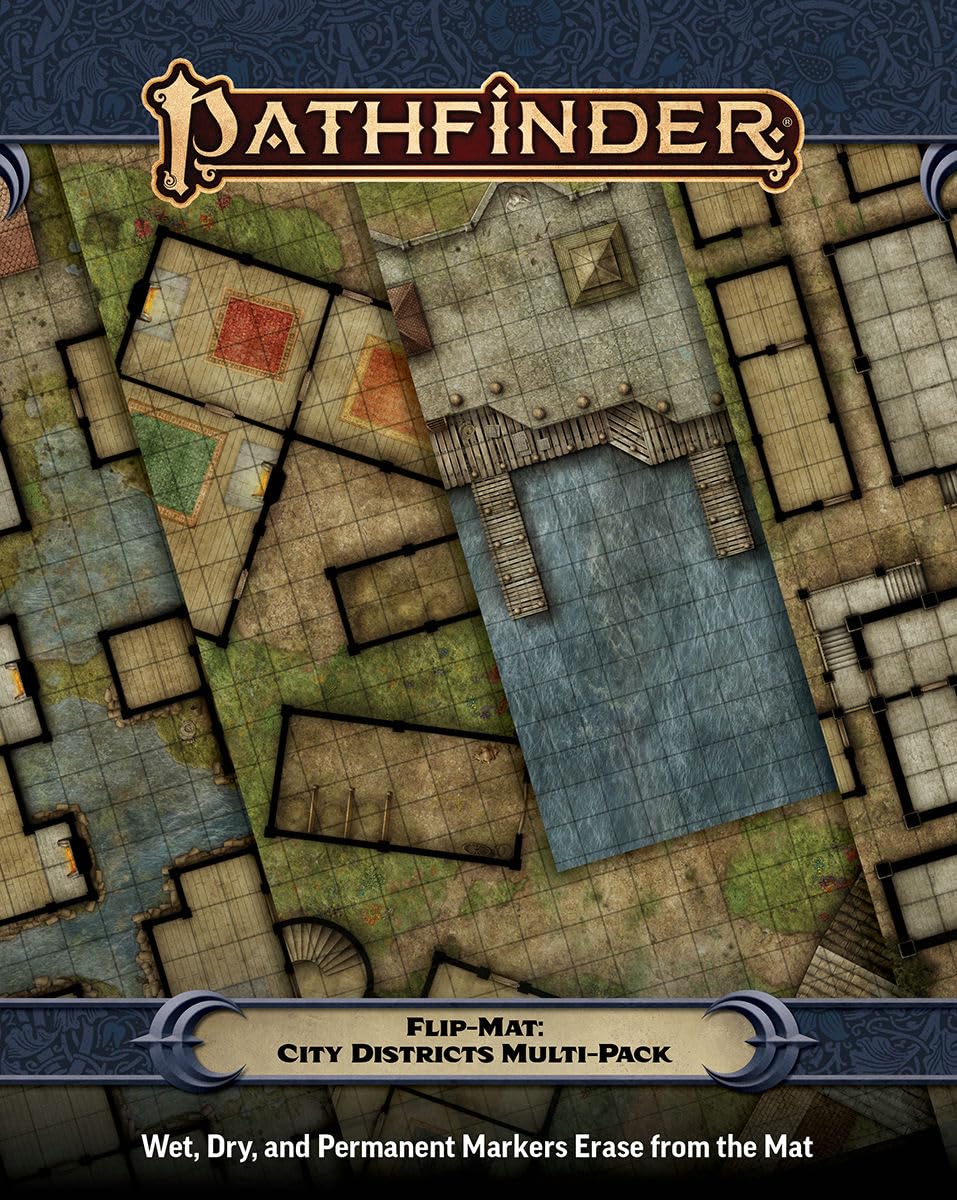 Paizo Pathfinder Flip-Mat: City Districts Multi-Pack | Fantasy Metropolis Maps | Reusable Surface 1
