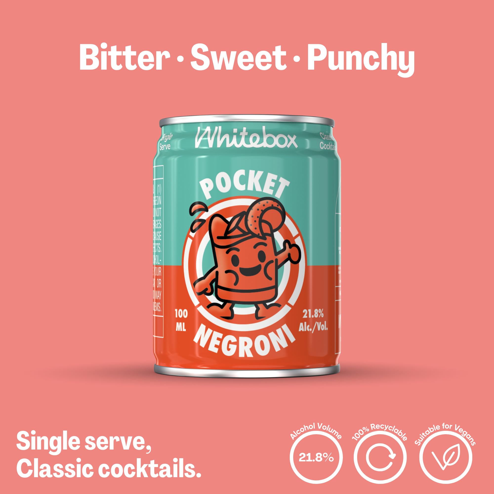 WHITEBOX COCKTAILS Pocket Negroni Single Serve Ready to Drink Cocktail | 21.8% ABV | 100ml Can