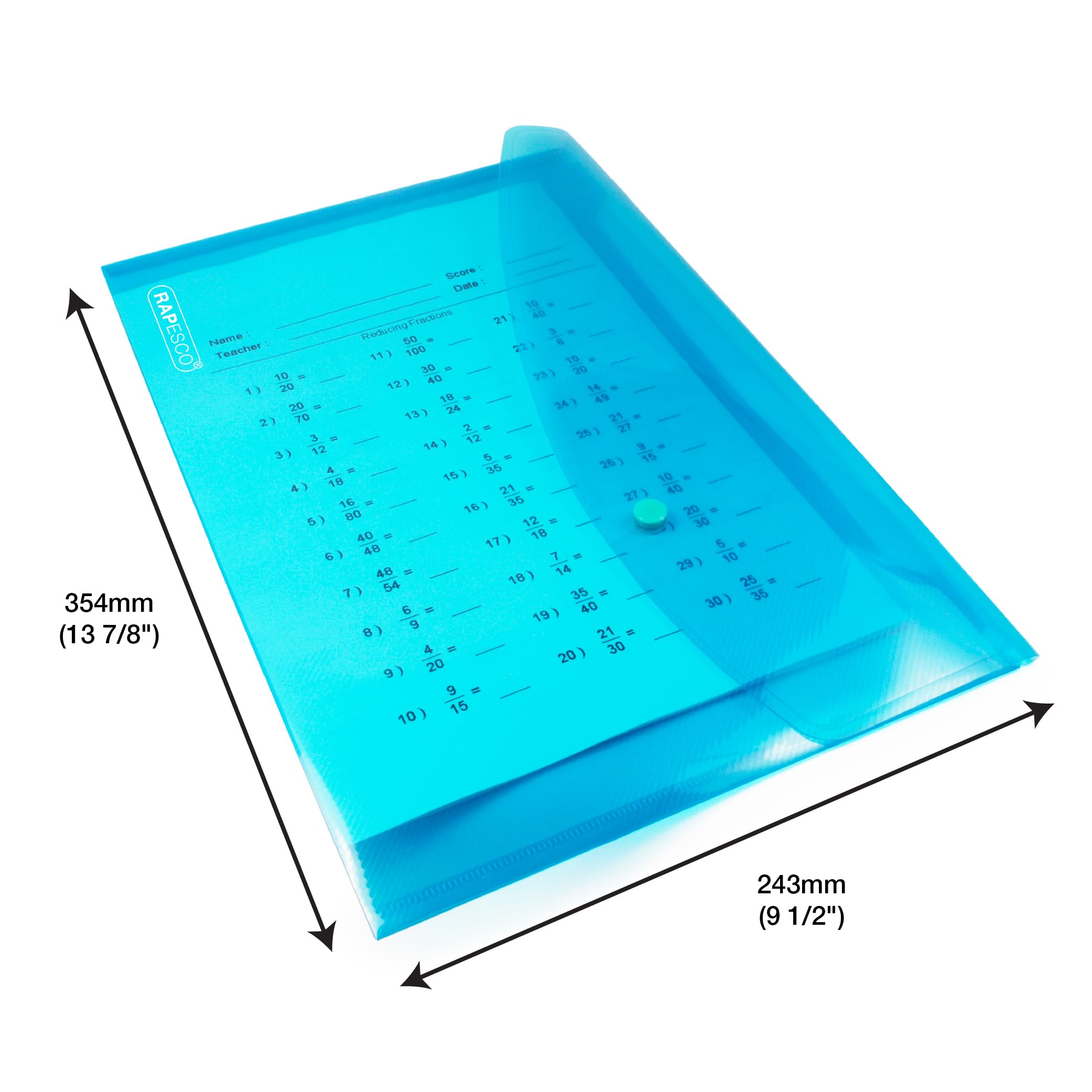 RAPESCO 1839 ECO Recycled Popper Wallets - A4+, Assorted Bright Transparent, Pack of 5 4