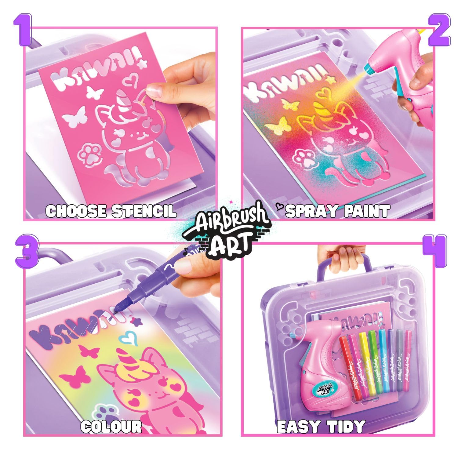 Canal Toys Airbrush Art Activity Case - Electronic Spray & 10 Stencils | Ages 6+ 4