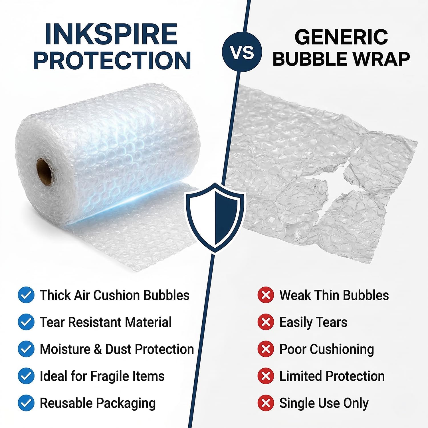 Inkspire Bubble Wrap Roll - 300mm x 10m | Heavy Duty Strength | Eco-Friendly & Reusable 7