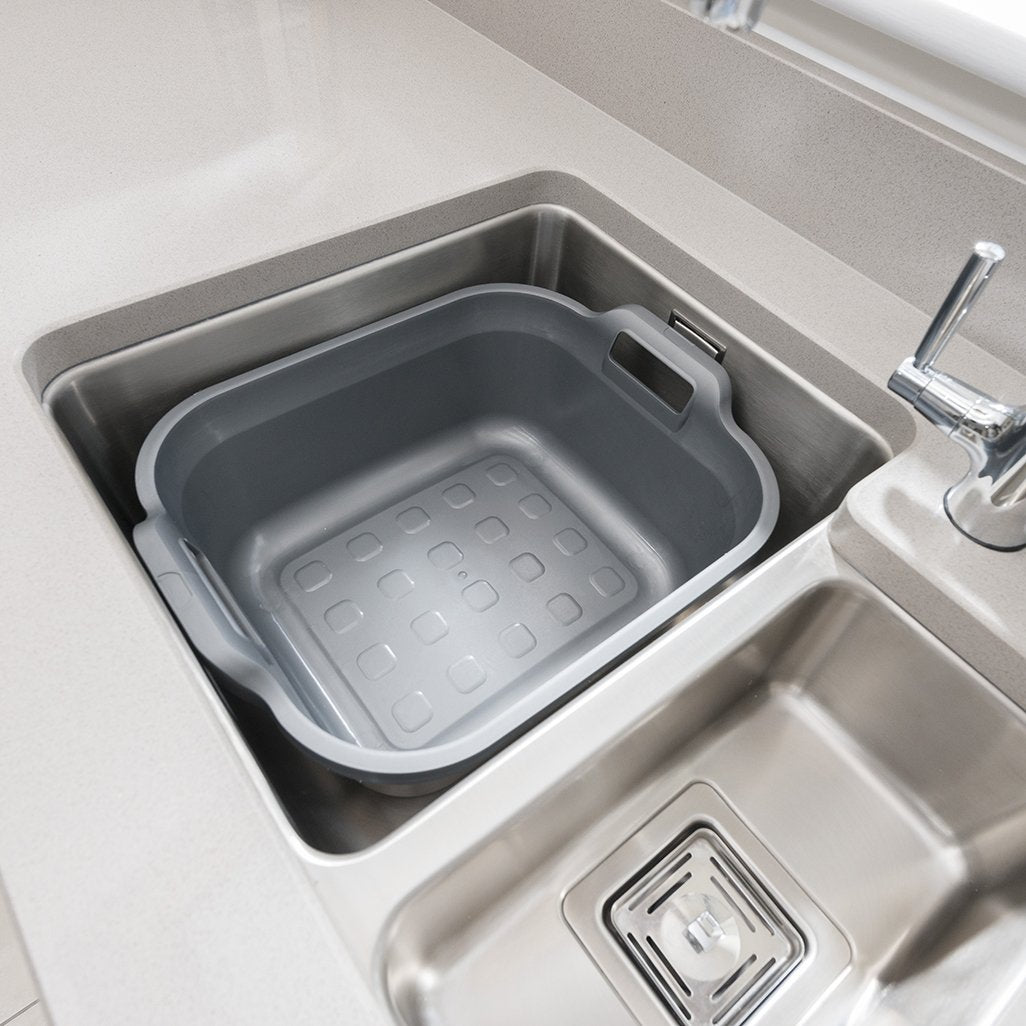 Addis Washing Up Bowl - 10L Rectangular Plastic Basin with Handles | Metallic Silver | 39 x 32 x 14 cm 3