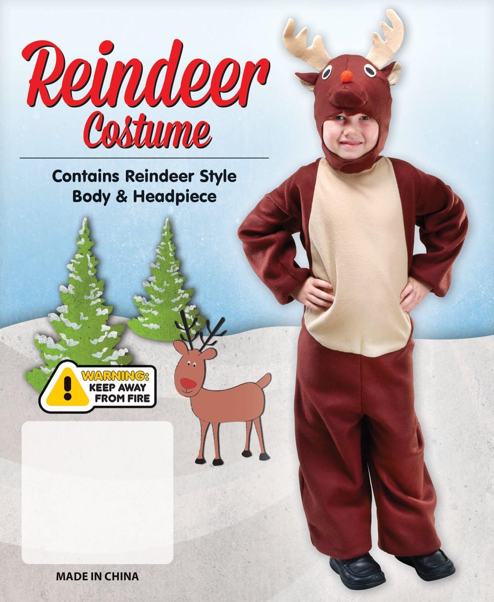 Bristol Novelty Reindeer Costume - Holiday Fancy Dress for Kids, Medium (Ages 5-7)