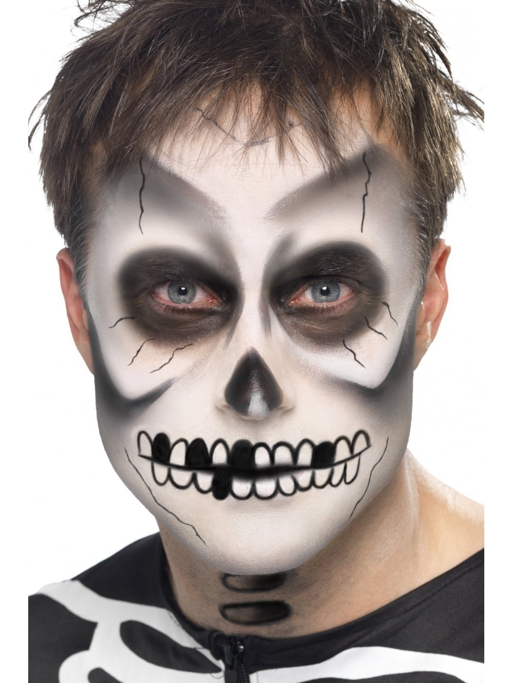 Smiffys Skeleton FX Kit with Black & White Face Paint, Crayon & Sponge 4