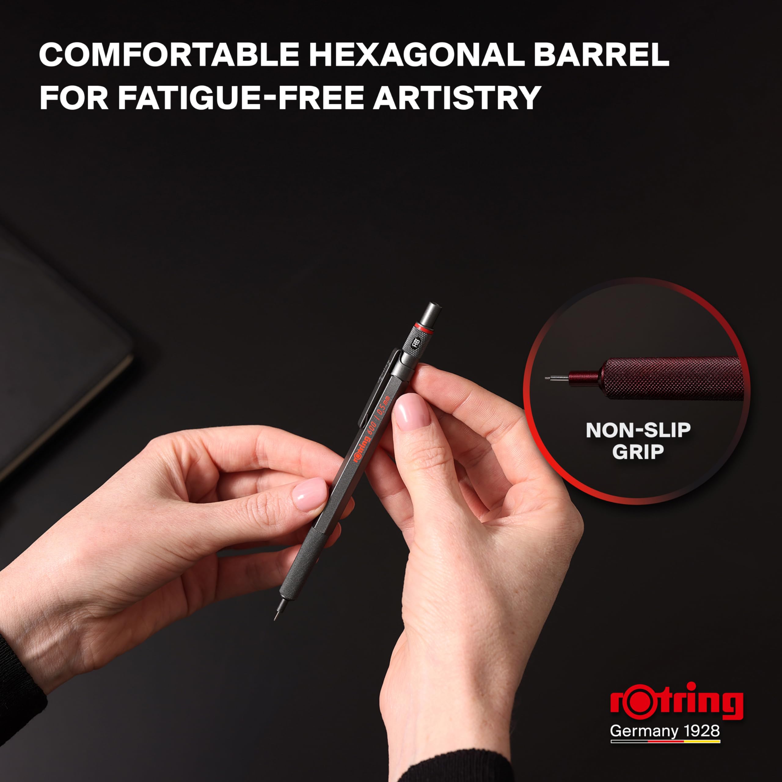 rOtring 600 Mechanical Pencil - 0.5mm HB Lead | All-Metal Body | Chocolate Truffle 5