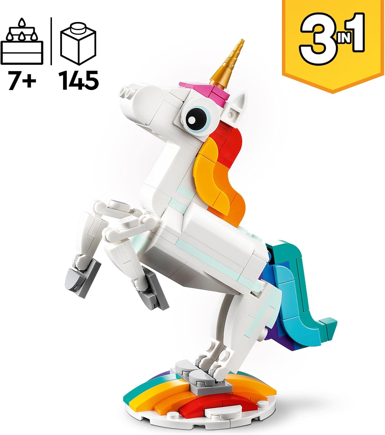 LEGO Creator 3 in 1 Magical Unicorn Toy - Rebuildable Seahorse & Peacock Set for Kids 7+ 2