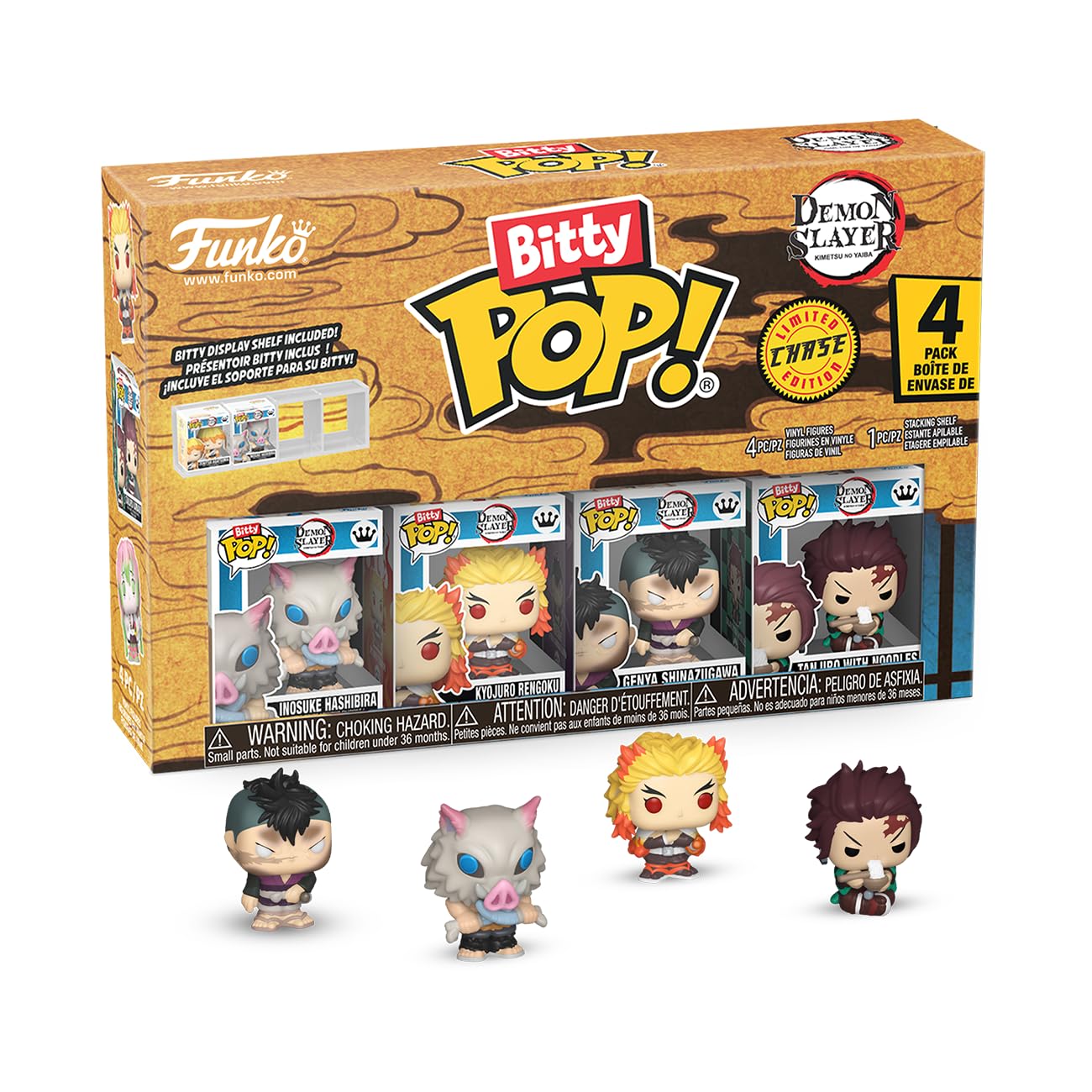 Funko Bitty POP! Demon Slayer 4-Pack - Inosuke Hashibira, Kyojuro Rengoku | Chibi Collectible Figures