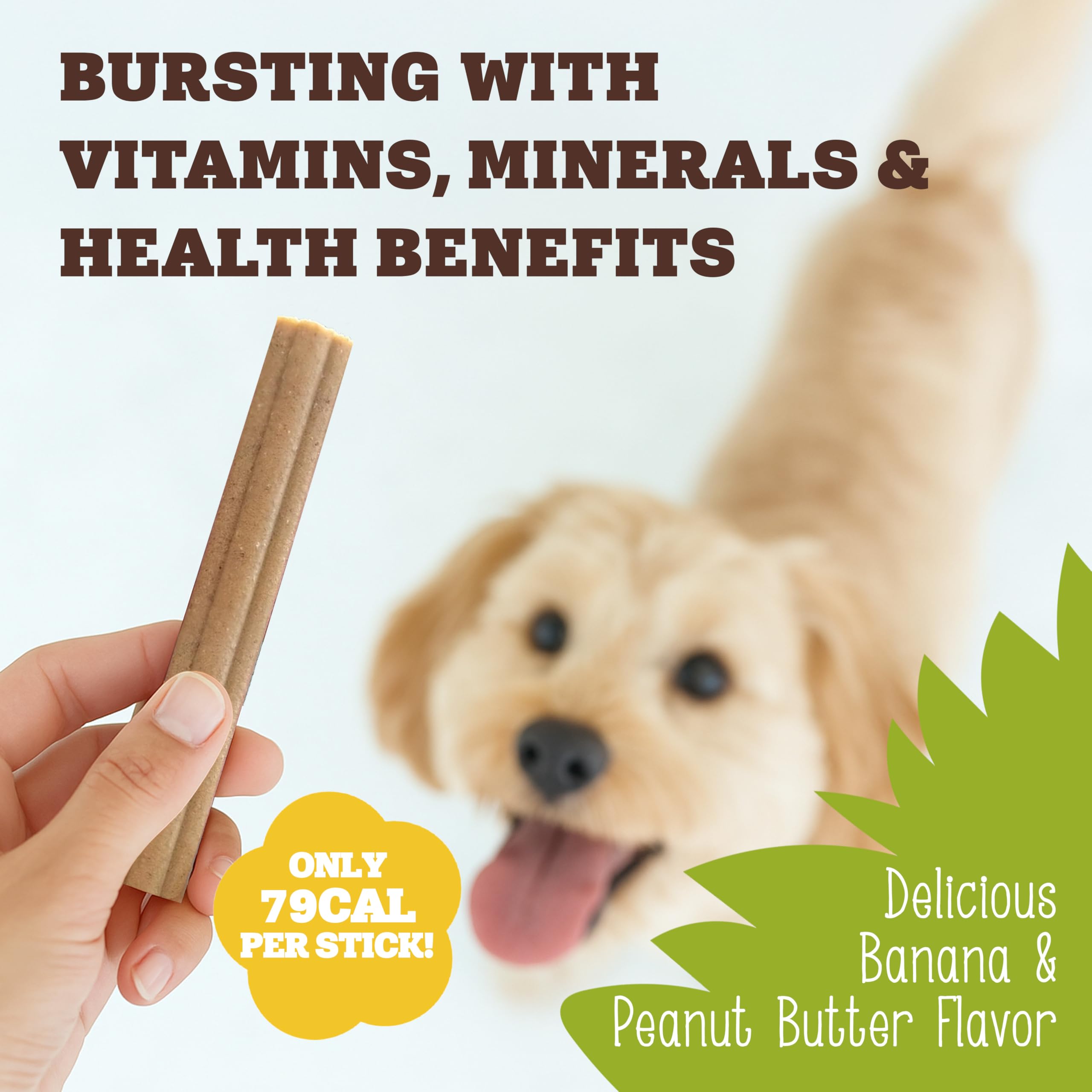 Soopa Grain Free Banana & Peanut Butter Dental Dog Treats - 4 Sticks | Low Fat 6