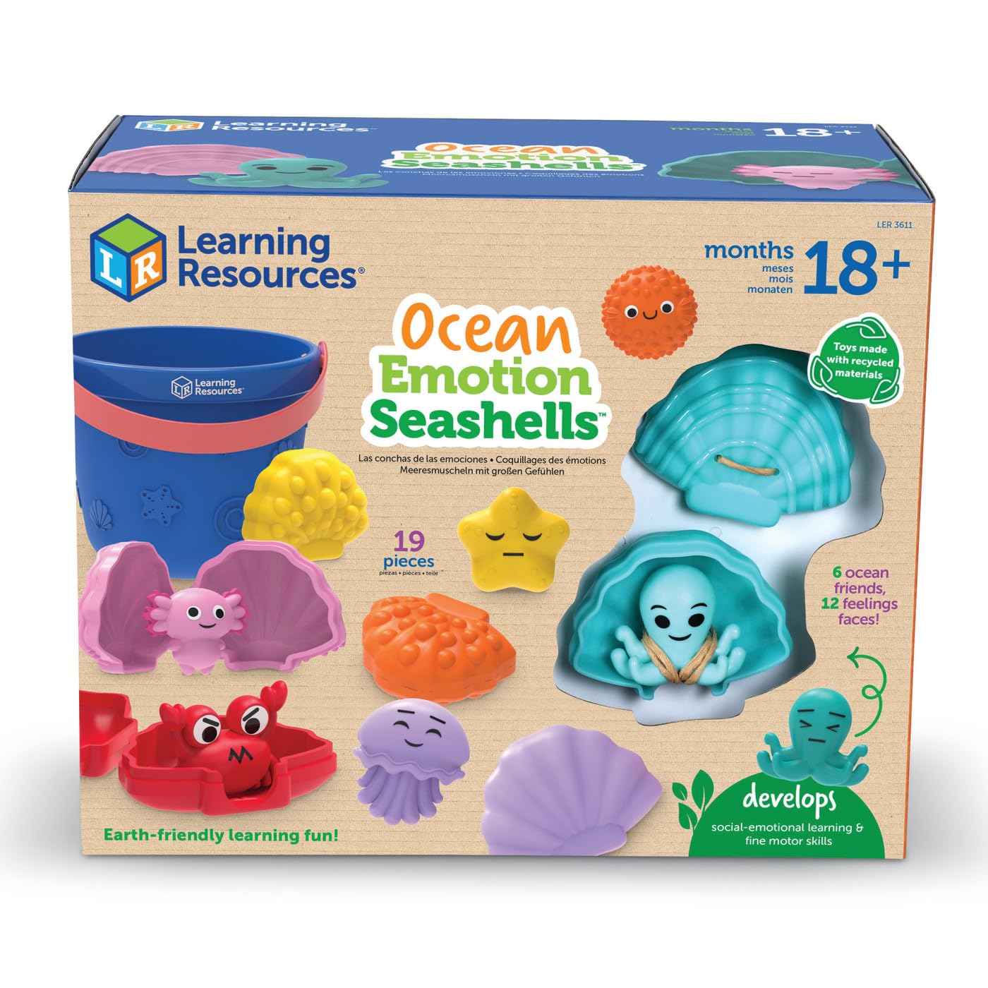 Learning Resources Ocean Emotion Seashells - Social Emotional Learning Toy | Ages 18 Months+ | 19 Piece Set 1