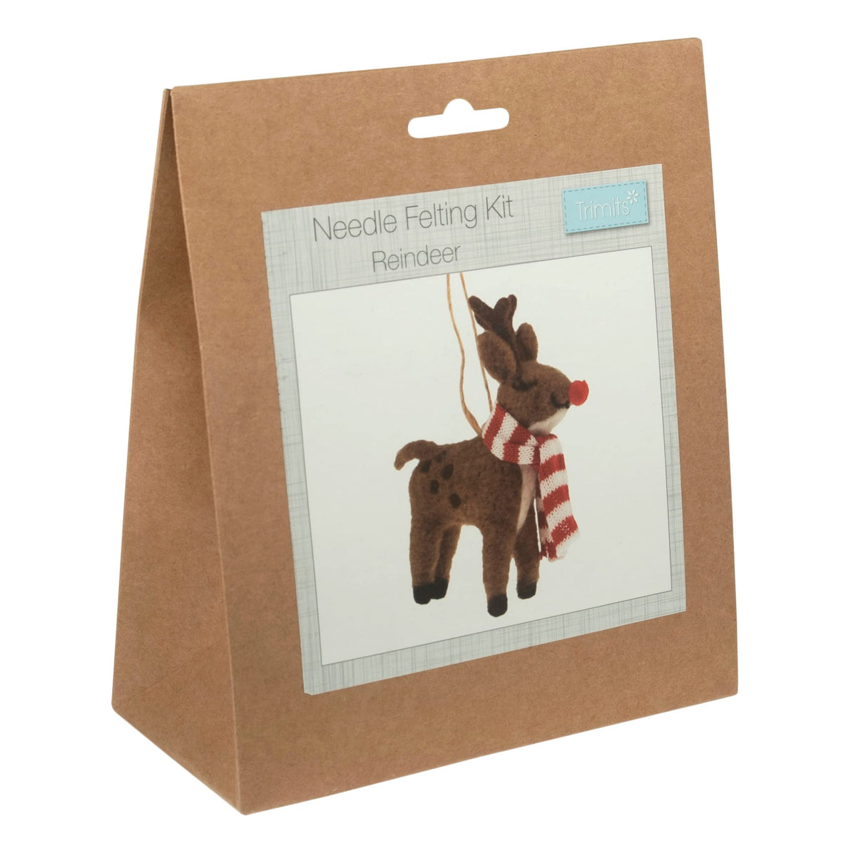 Trimits Reindeer Needle Felting Craft Kit - Small, Beginner Friendly, Includes Roving Wool & Needle