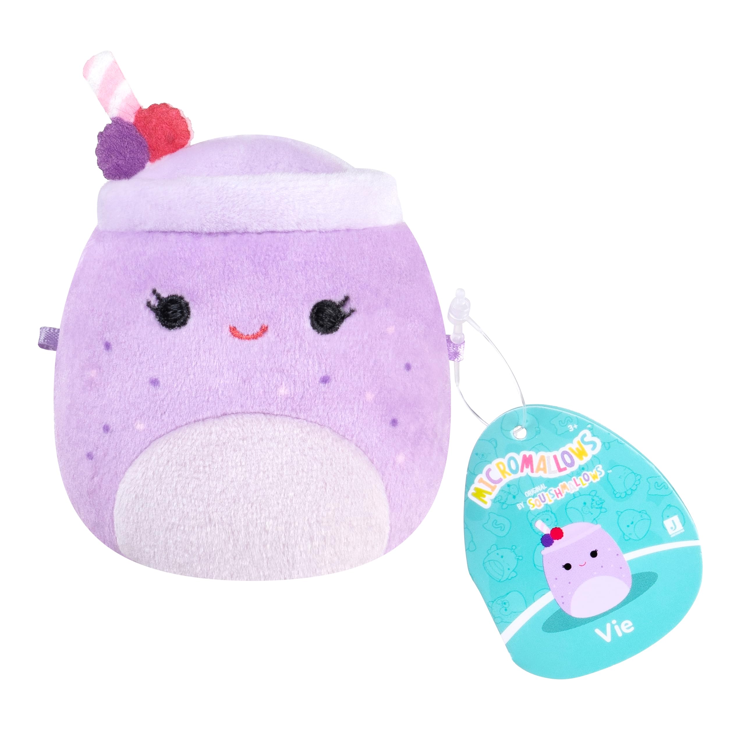 Micromallows Squishmallows 5-Pack Plush - Chipmunk, Frog, Bear, Smoothie, Dog 2