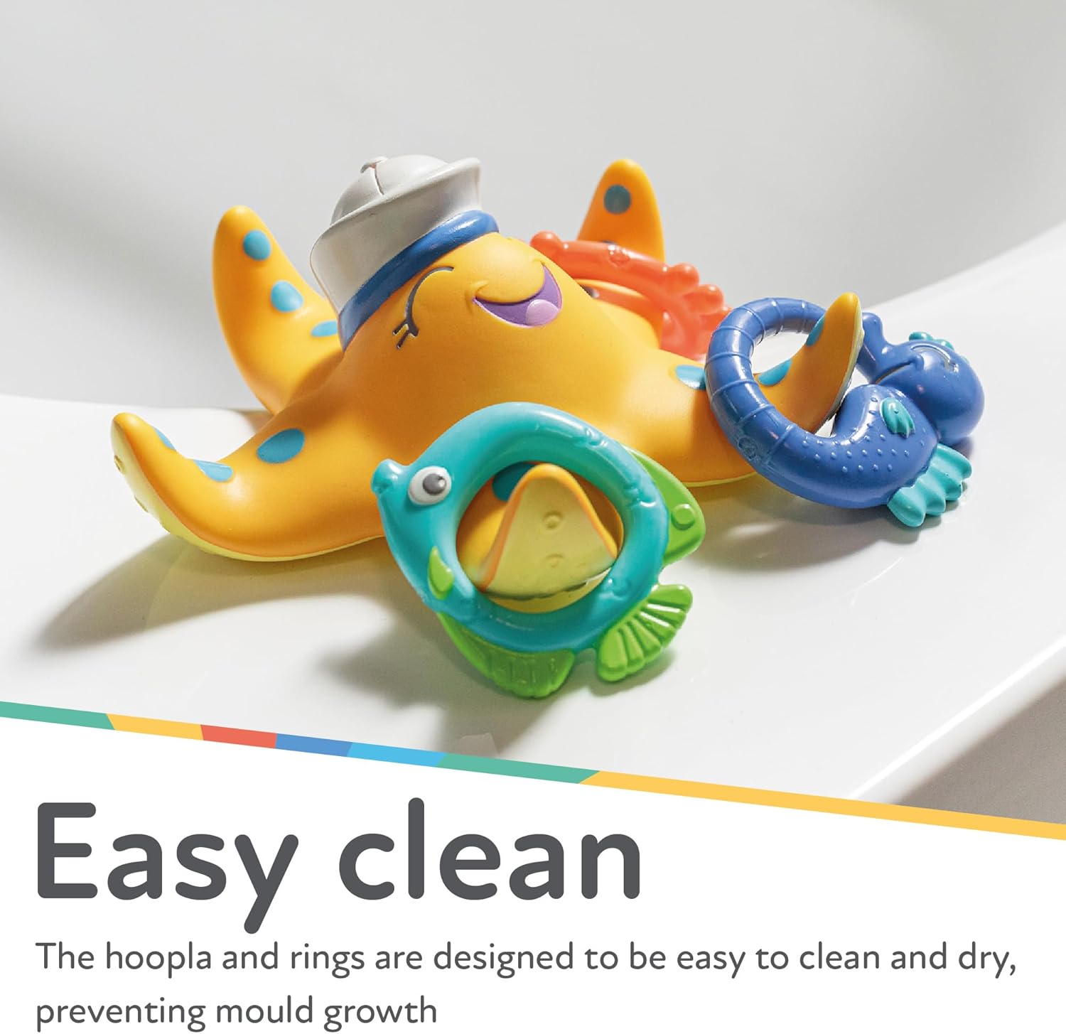 Nuby Starfish Hoopla Floating Bath Toy - 3 Throwing Rings for Kids 18 Months+ 3