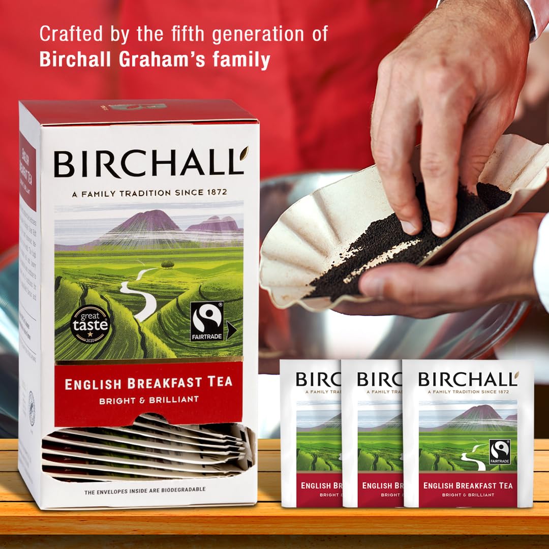 Birchall English Breakfast Tea Bags, 100% Fairtrade, Hand-Picked Black Tea from East Africa