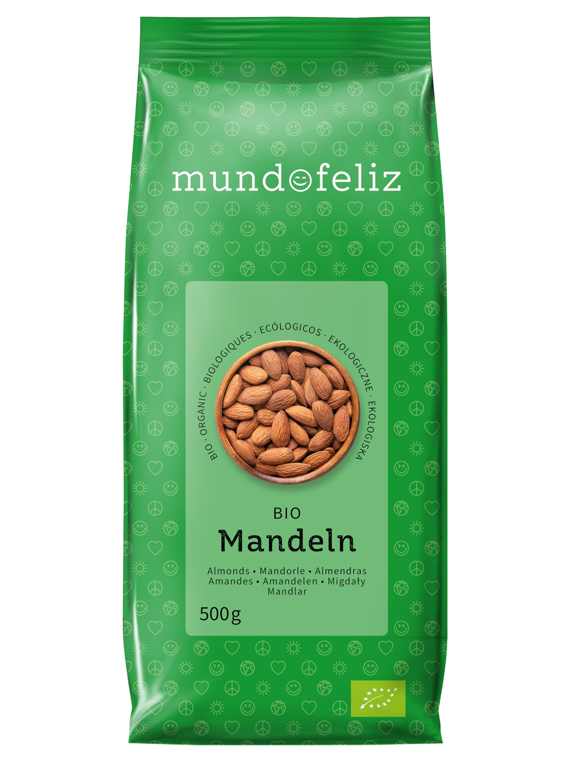 Mundo Feliz Organic Whole Almonds - Raw, Unsalted | 2 x 500g Pack (1kg Total) 1
