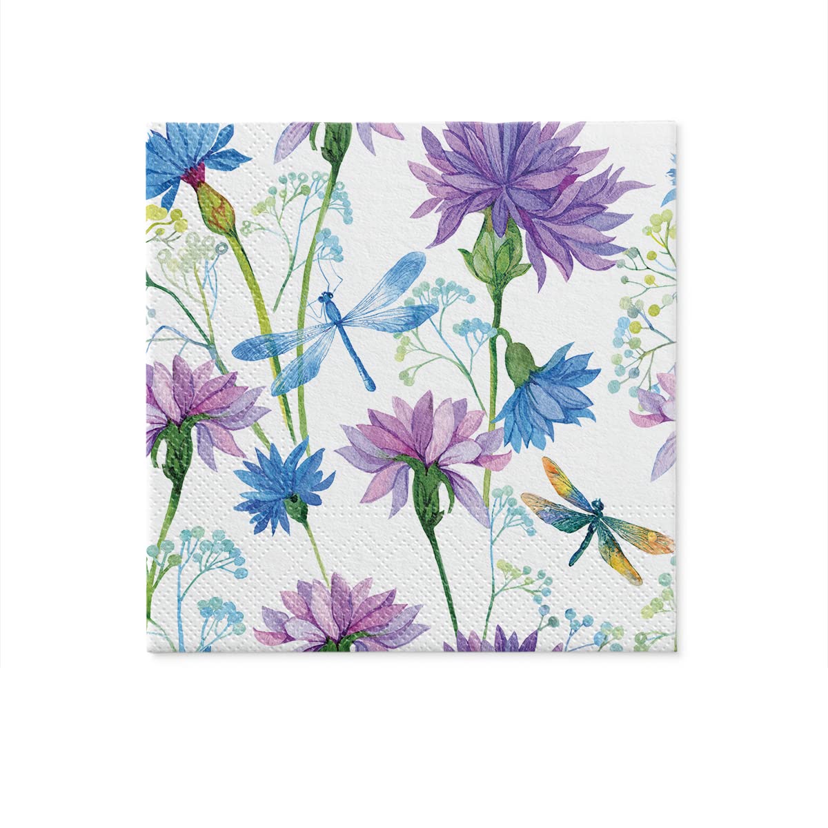 PAW Decor Collection 3-Ply Napkins - Flower With Dragonfly Design | 33 x 33 cm | 20 Count 3