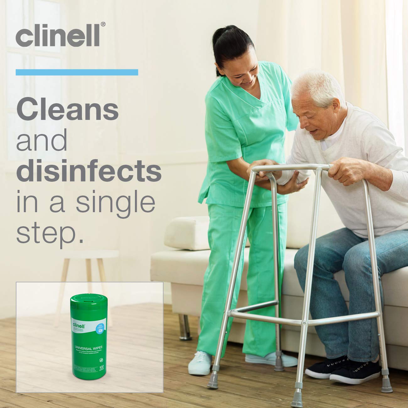 Clinell Universal Cleaning and Disinfectant Wipes for Surfaces - Tub of 100 8