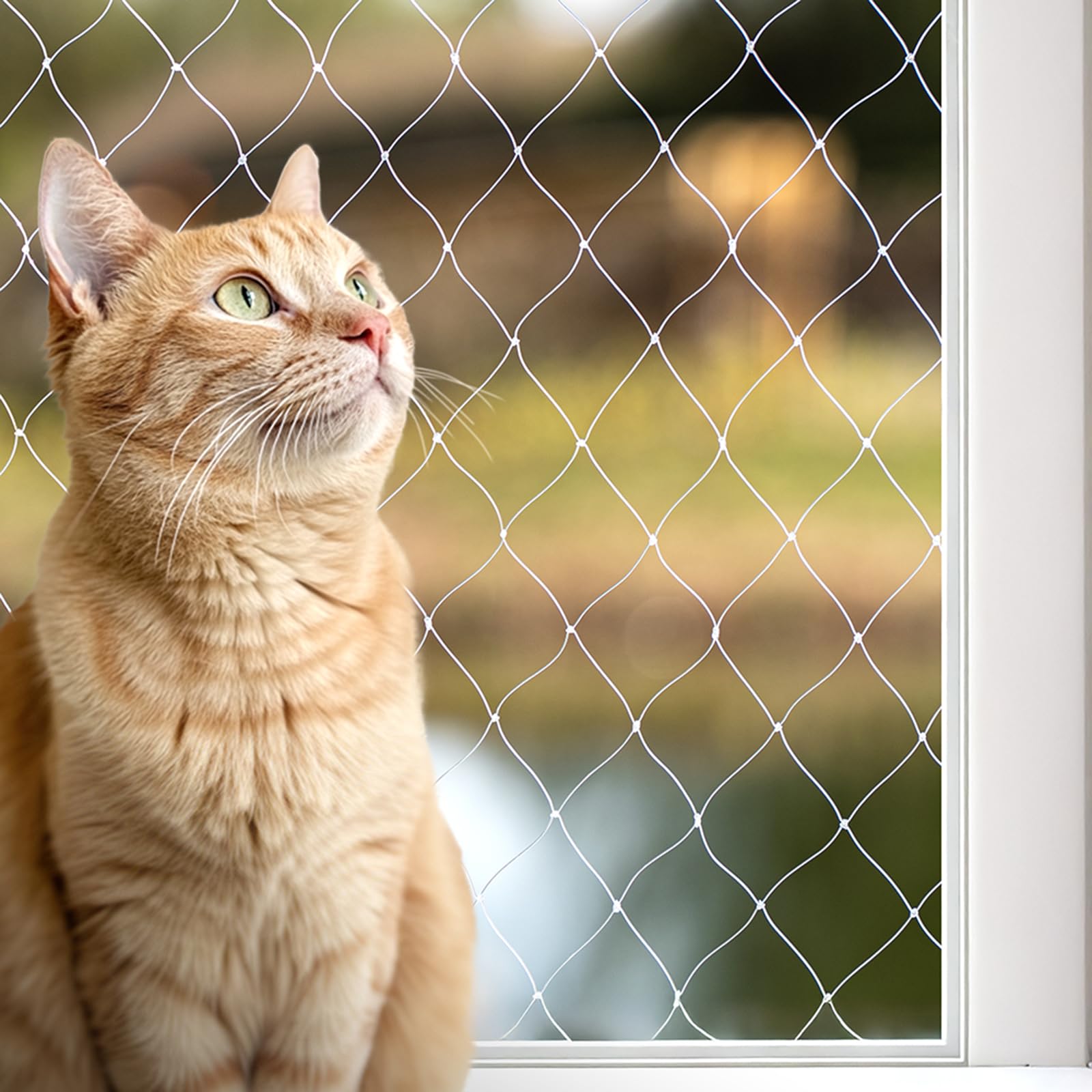 lionto Cat Safety Balcony Net - 3 x 4 m Transparent Nylon Protection | Weather Resistant