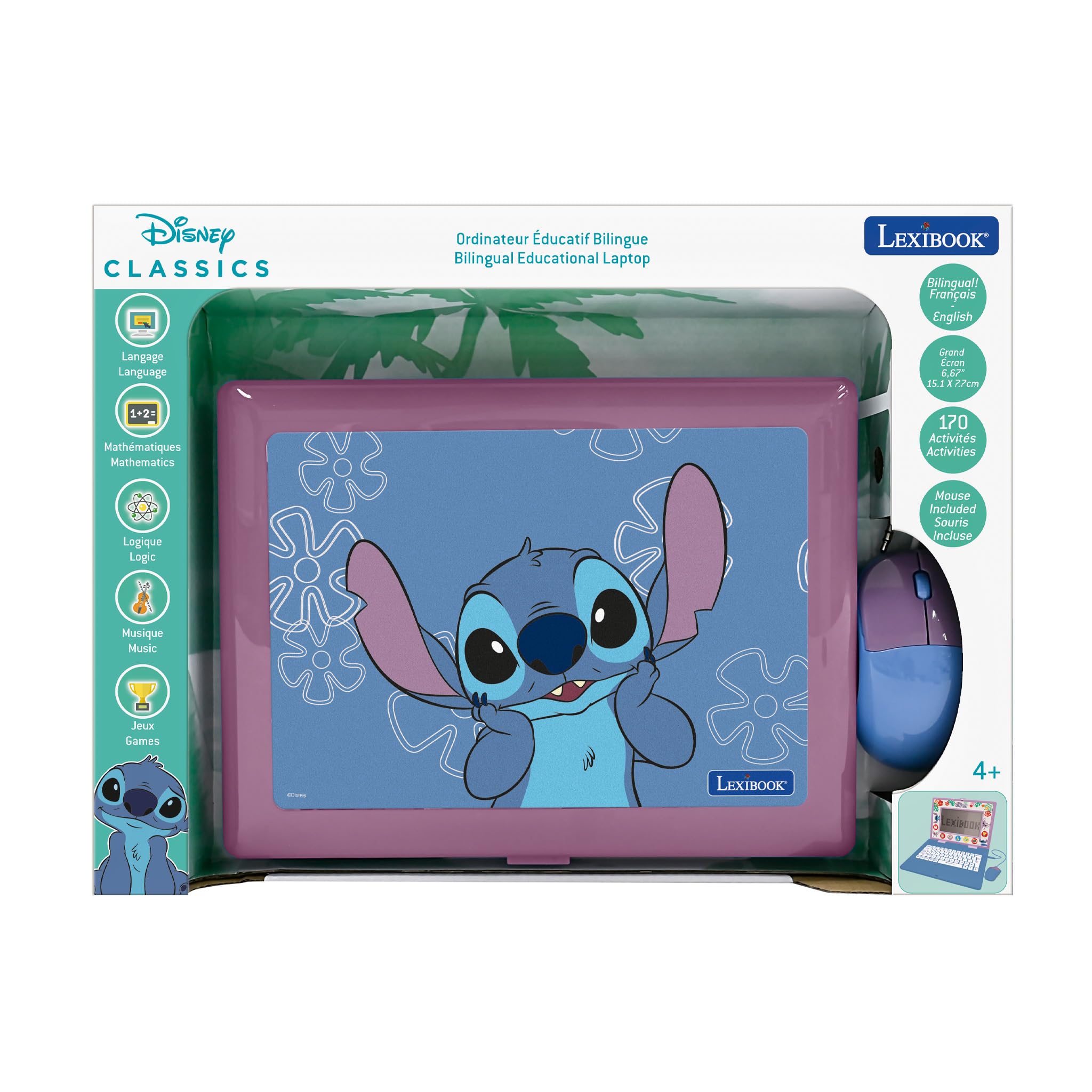Lexibook Disney Stitch Bilingual Educational Laptop - 170 Activities in English & French for Kids 4+ 12