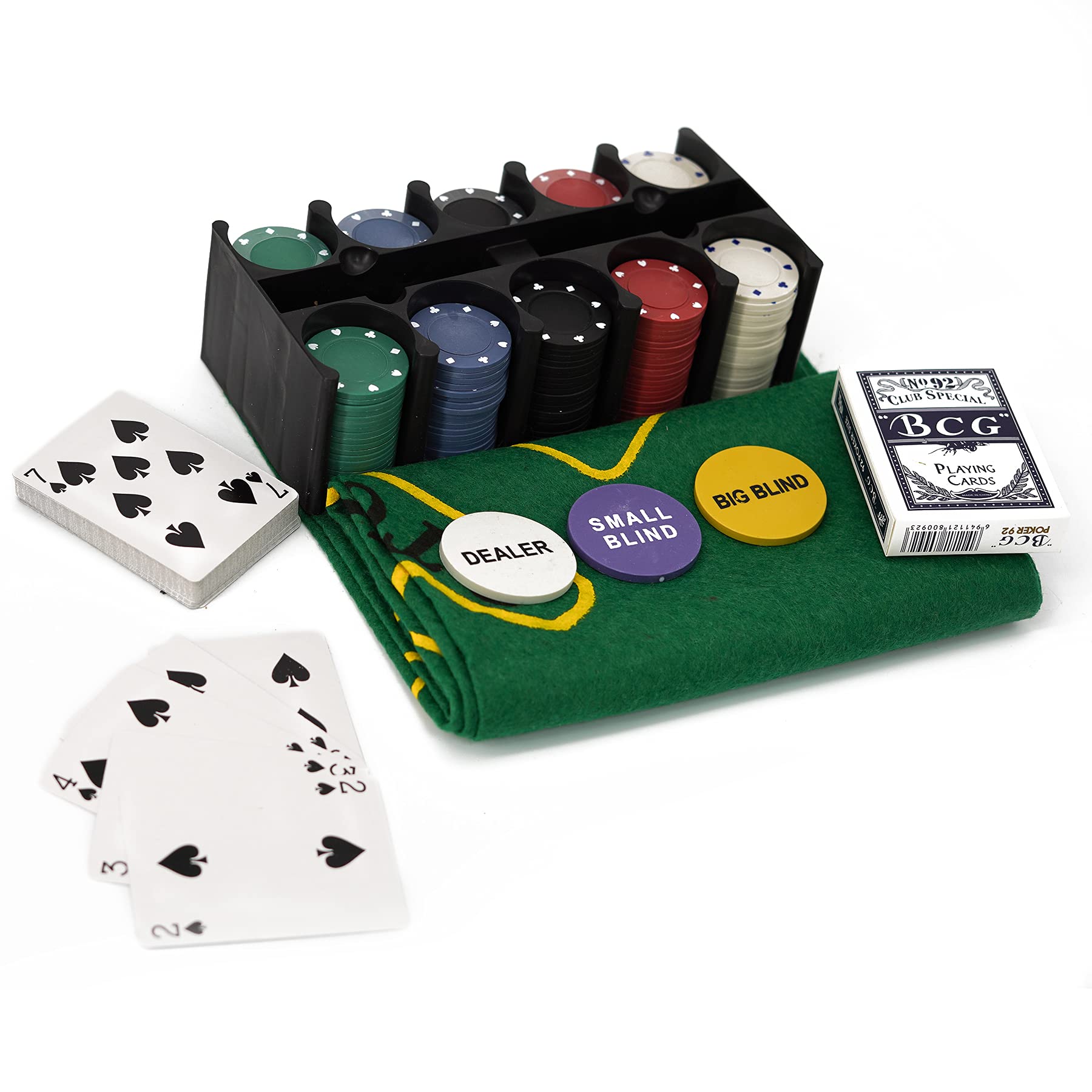 TANNESS 200 Pcs Poker Set - Non-Denominated Chips, Metal Case, Includes Dice & Cards 9