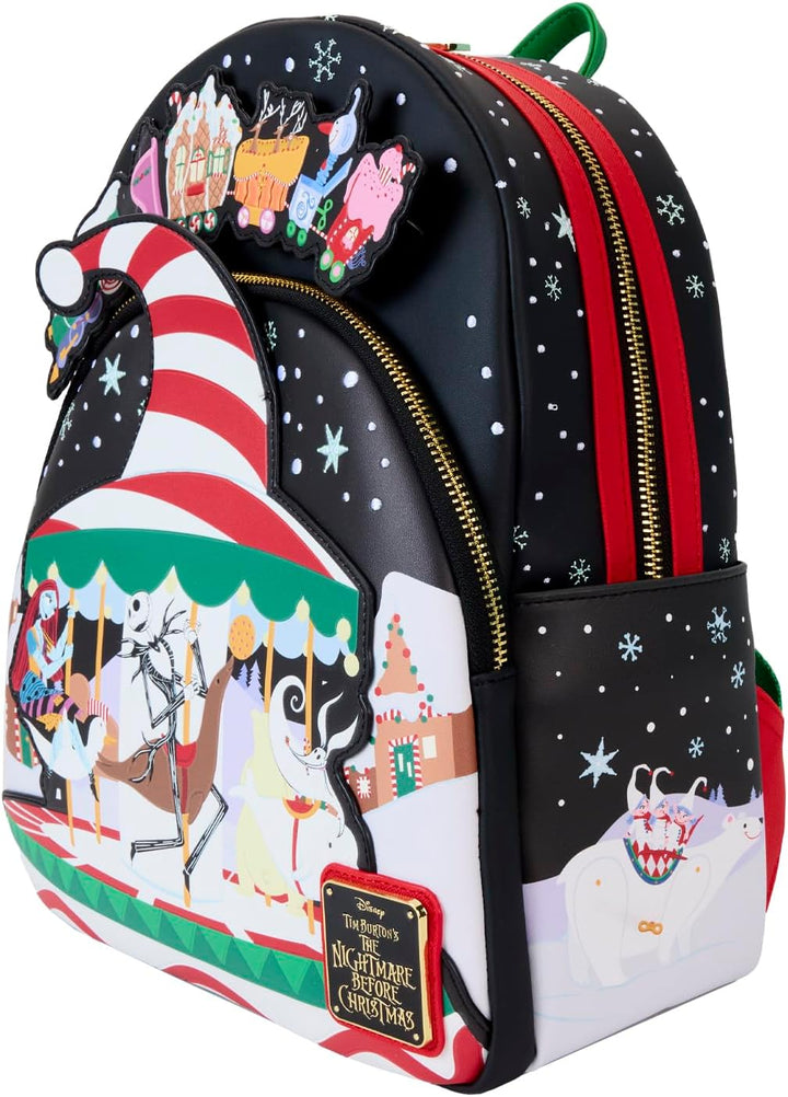 Loungefly The Nightmare Before Christmas Candy Cane Carousel Glow Mini Backpack (WDBK3786)