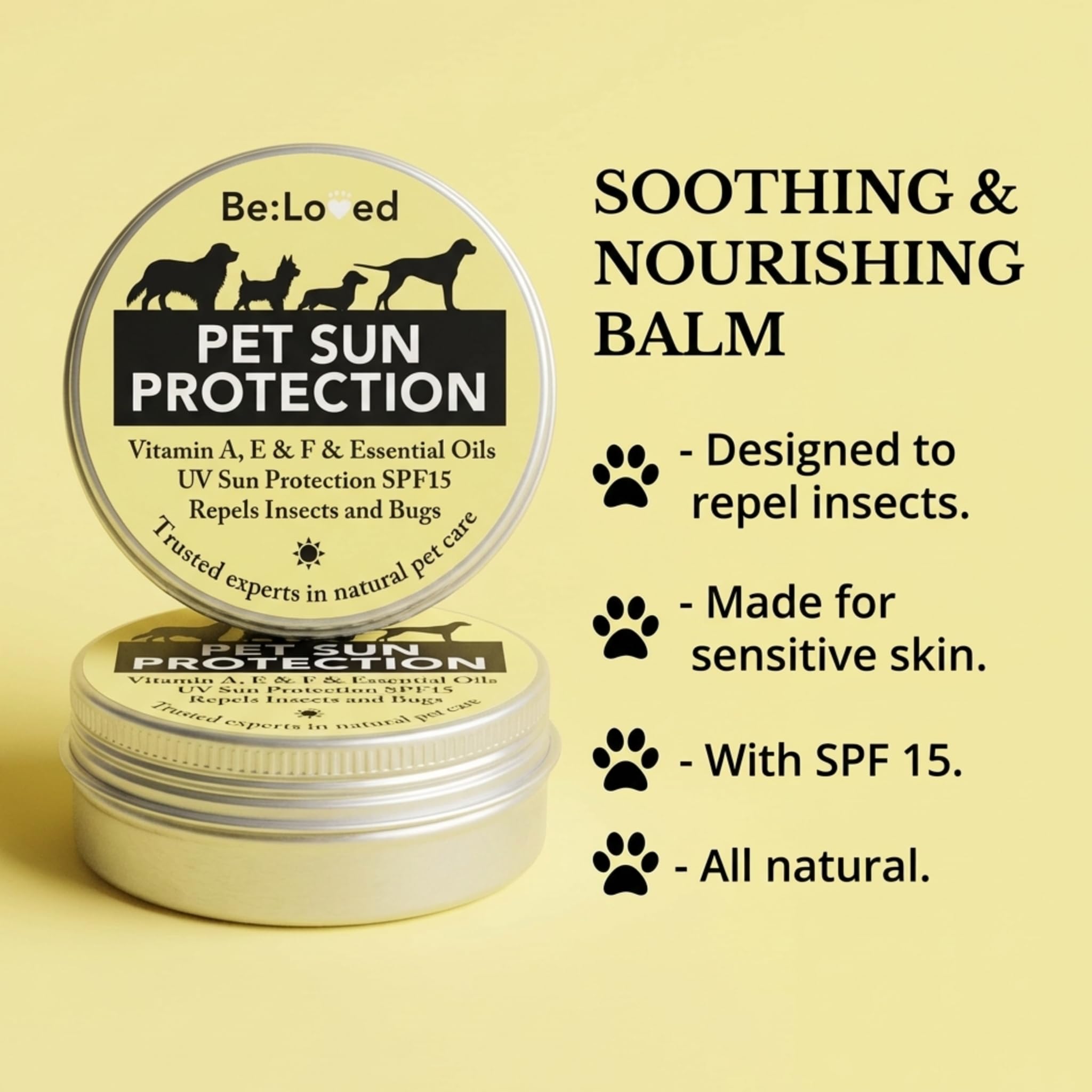 Be:Loved Be:Sunsafe Pet Sun Protection Balm - Natural Skin Shield for Dogs & Cats | 60g