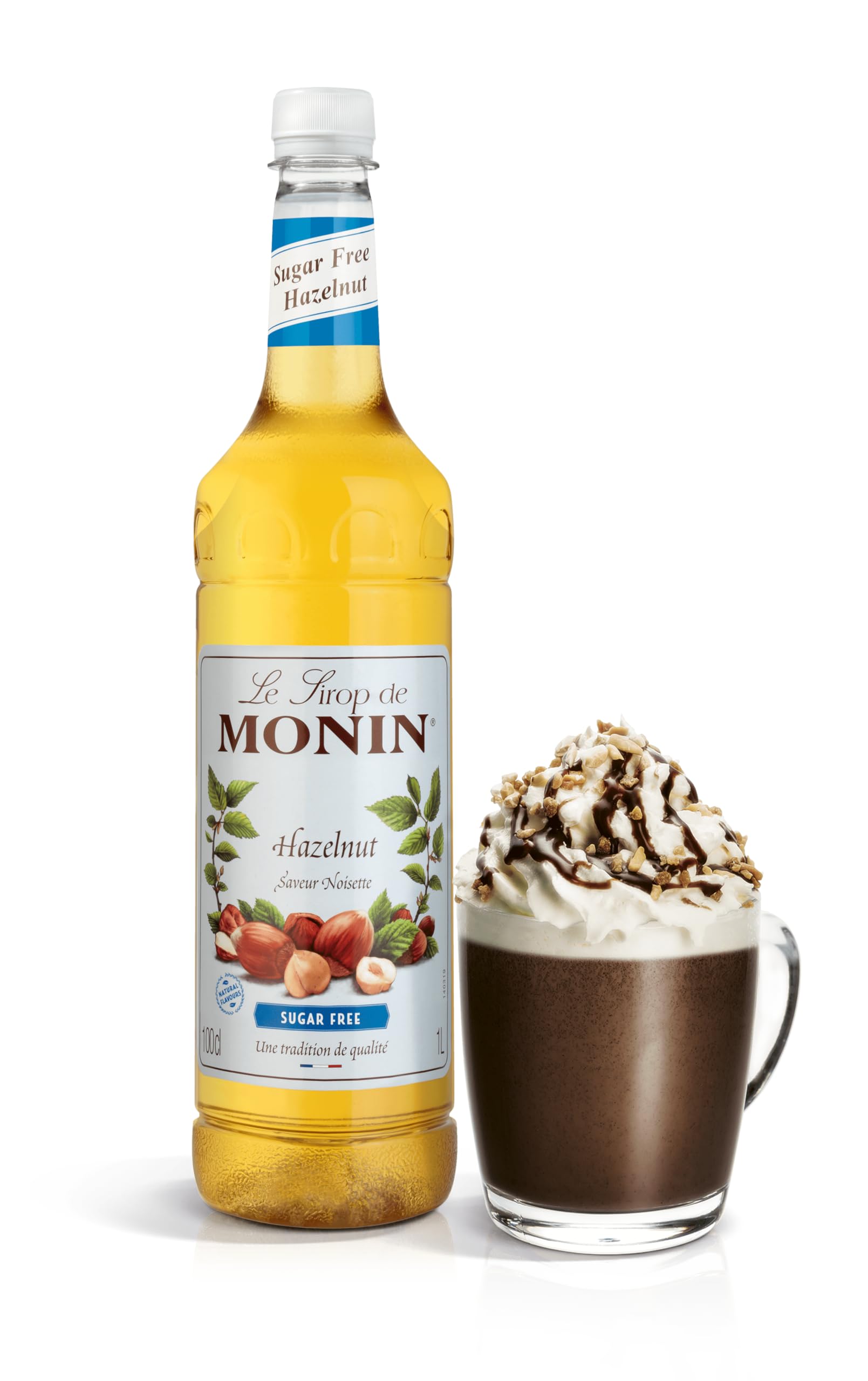 Monin Sugar Free Hazelnut Syrup - 1L PET Bottle | Low Calorie | Vegan & Kosher 2