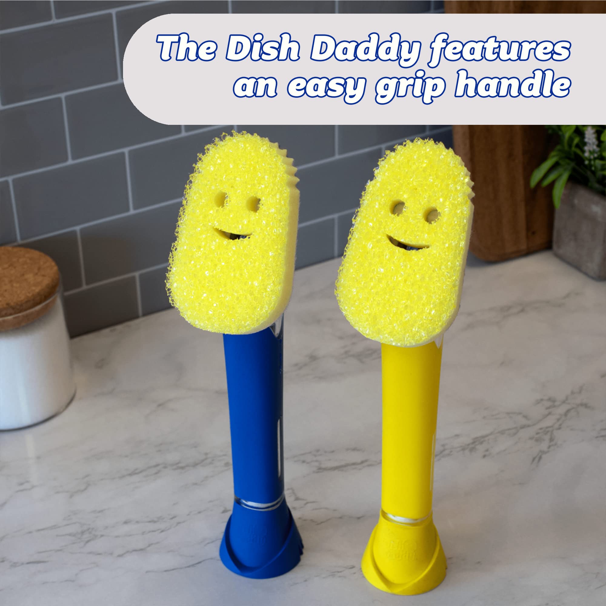 Scrub Daddy Dish Wand Scrubbing Brush with Handle - Soap Dispensing Dish Brush with Texture-Changing Sponge & Detachable Head, Yellow 11