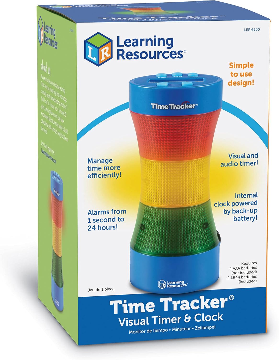 Learning Resources Time Tracker® Visual Timer & Clock - Classroom Timer with Lights & Sounds 1