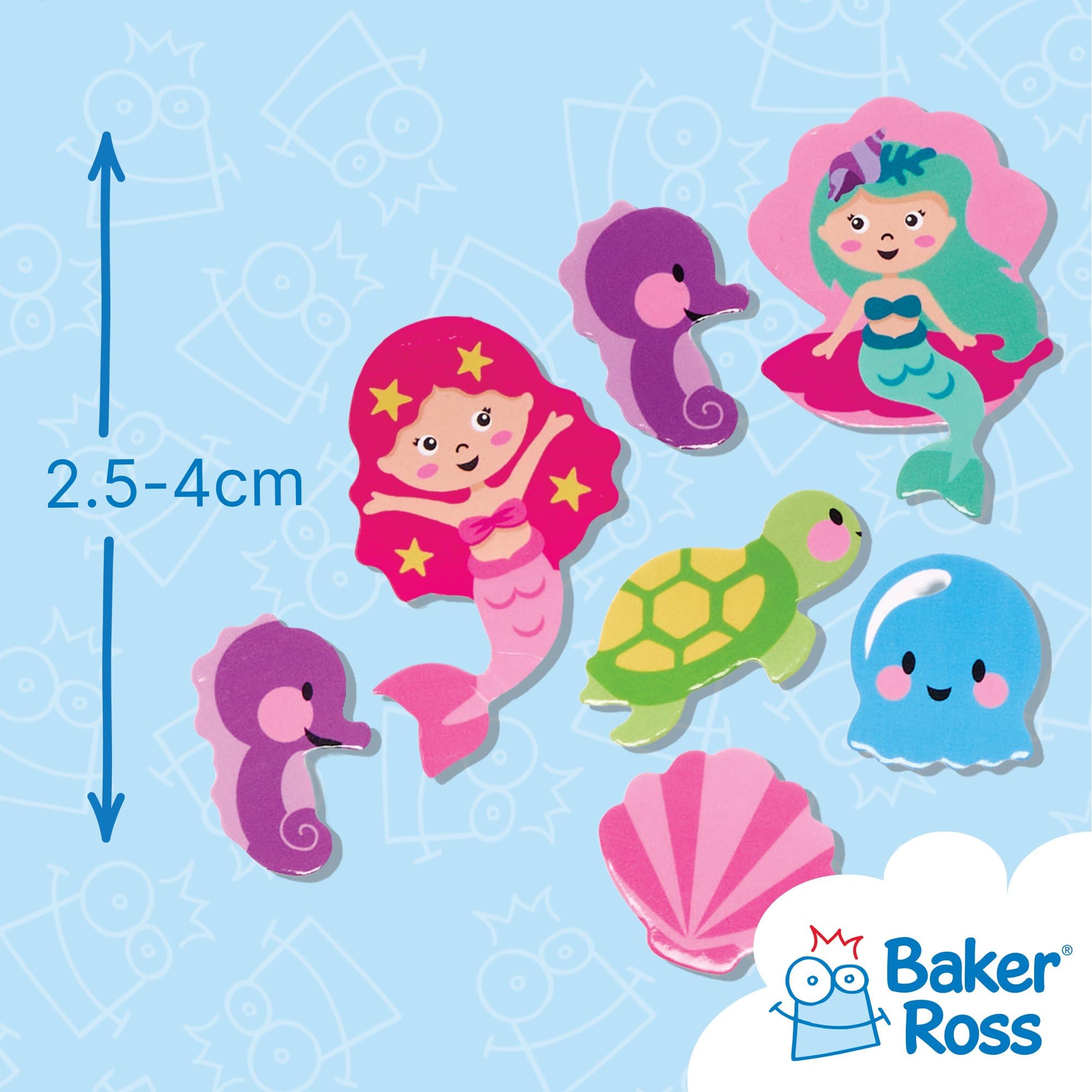 Baker Ross Mermaid Foam Stickers - Pack of 200 | 50 Assorted Styles | 25mm-40mm 3