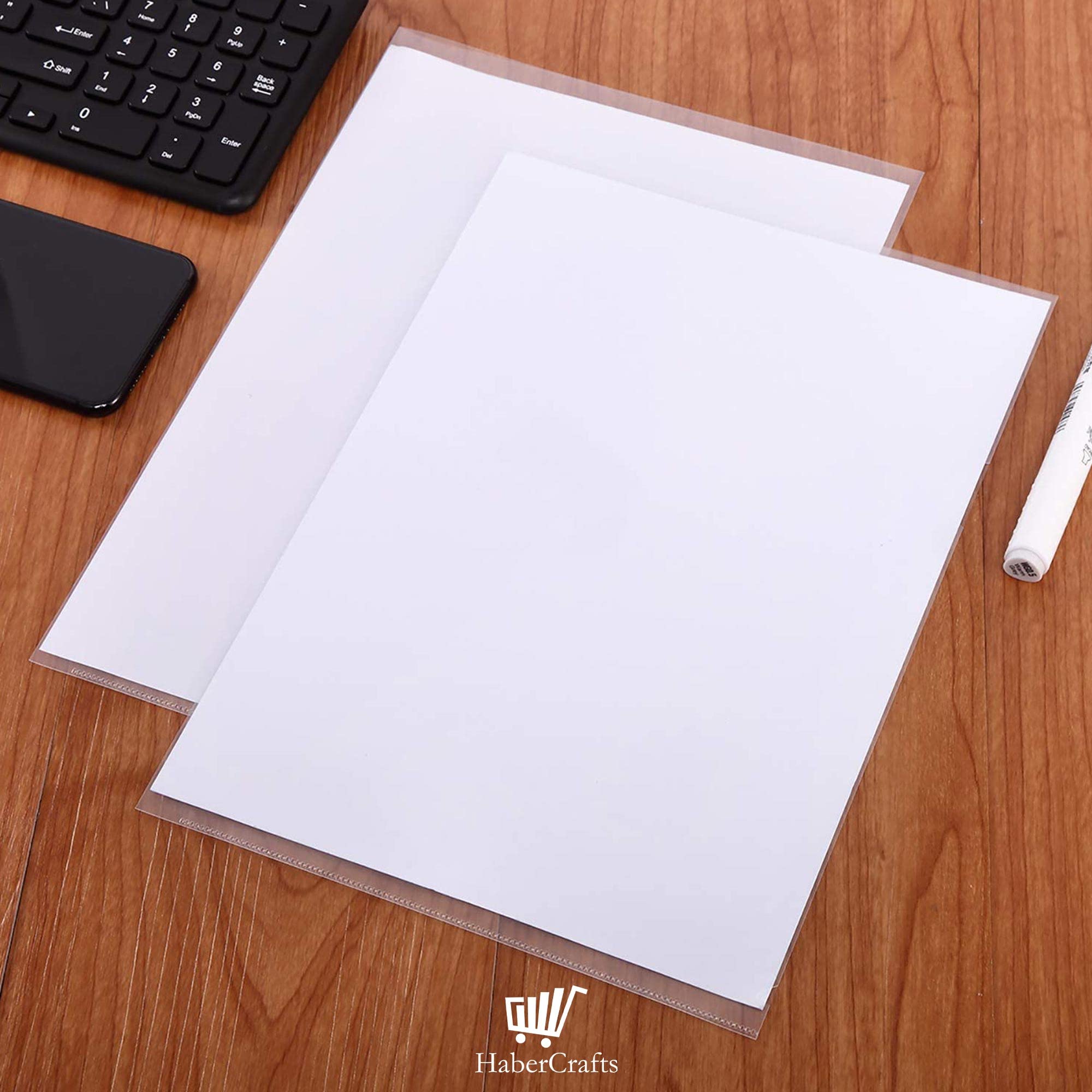 Habercrafts Heavy Duty Clear Plastic A4 File Wallets - Top & Side Opening | 150 Micron | 25 Pack 9