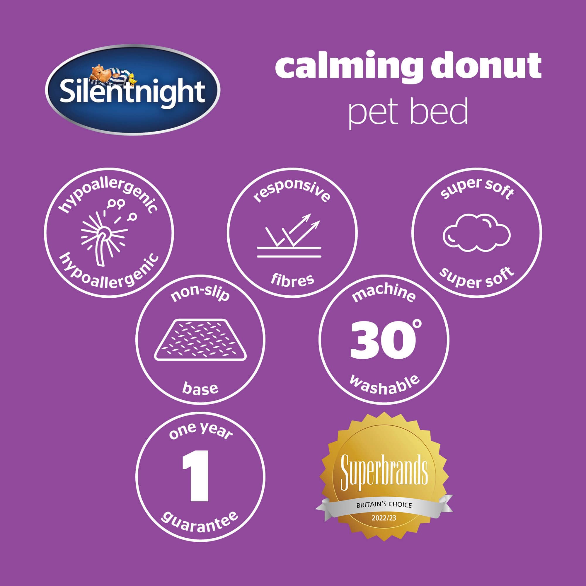 Silentnight Calming Donut Pet Bed - Large Grey | Reduces Anxiety | Machine Washable 9