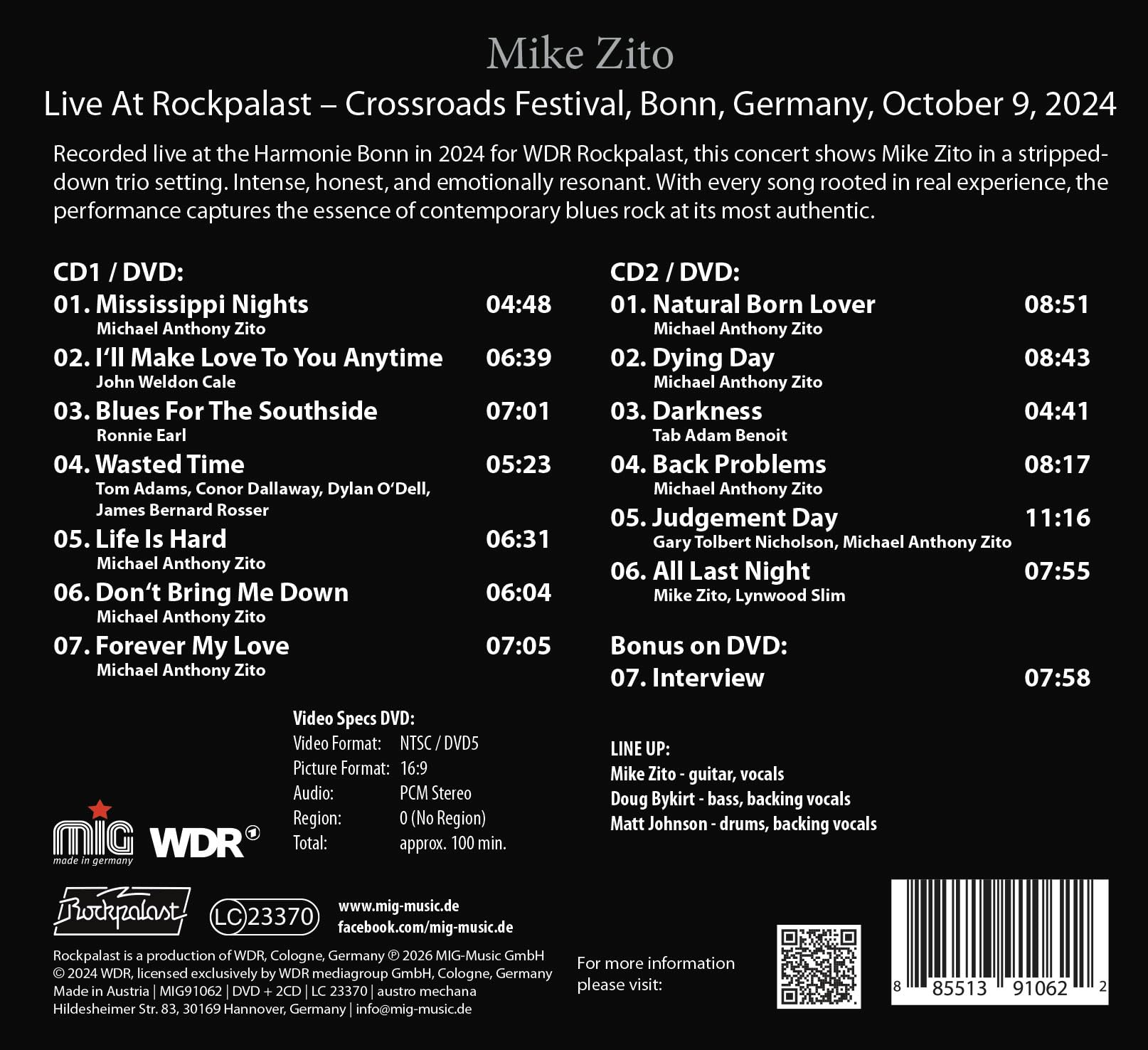 Mike Zito - Live at Rockpalast 2024 [CD]