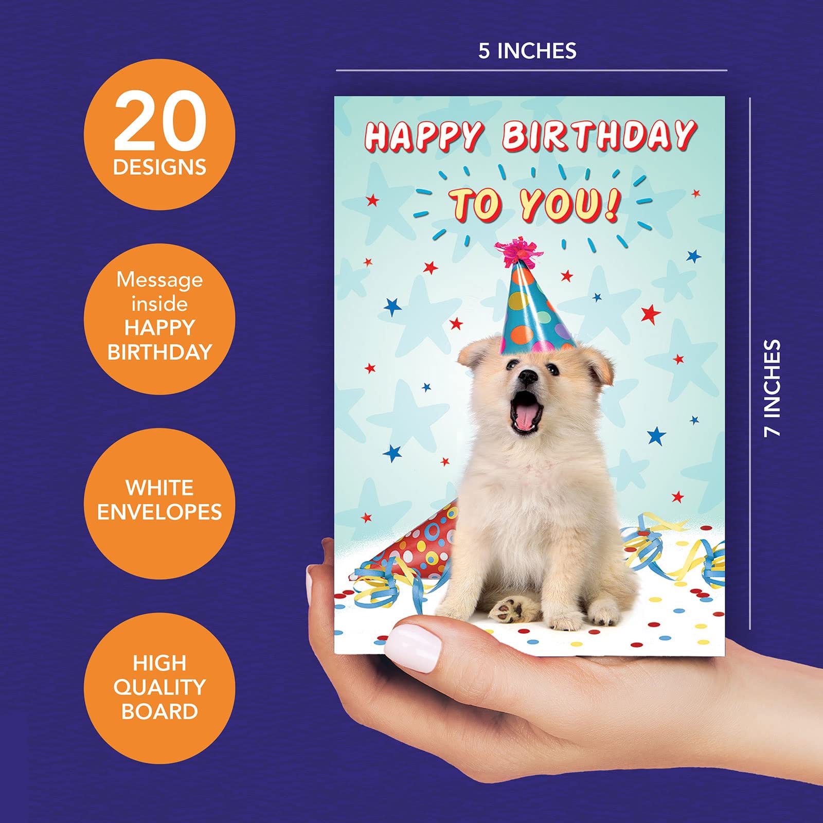 Piccadilly Greetings Kids Birthday Cards Multi-pack | 20 Cards | 5x7 Inches | Assorted Designs 4