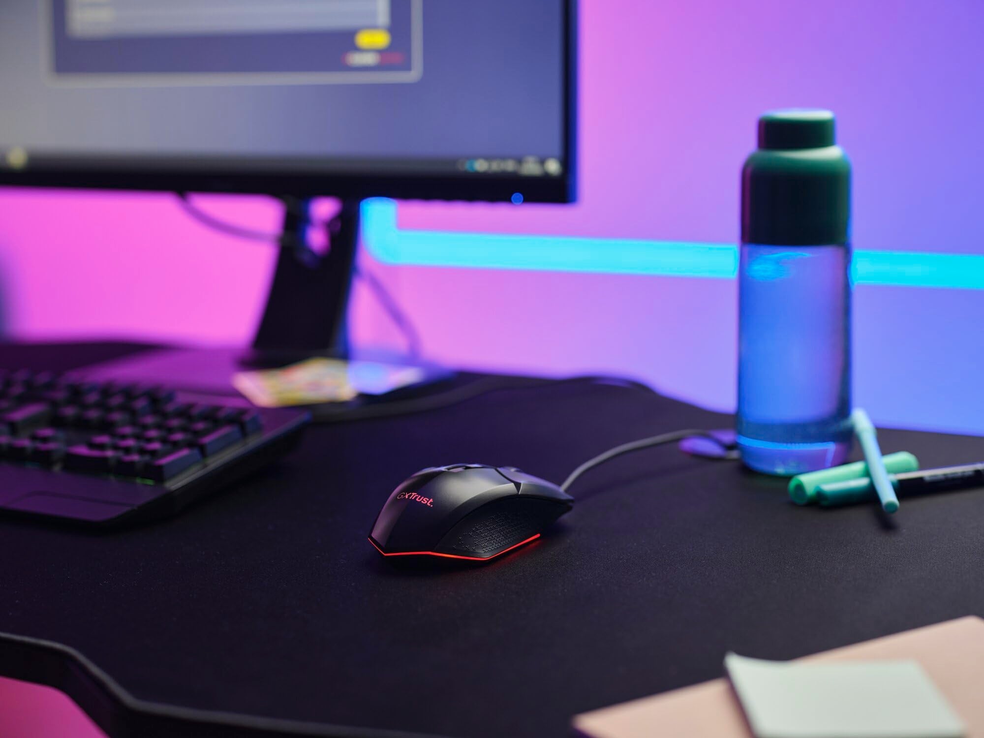 Trust Gaming GXTrust 1109 Vylax Gaming Mouse - 6 Programmable Buttons, 200-6400 DPI, RGB LED Lighting, 1.5m Cable, Black