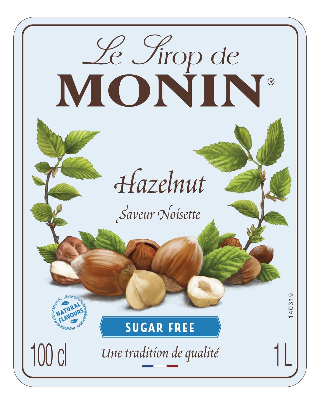 Monin Sugar Free Hazelnut Syrup - 1L PET Bottle | Low Calorie | Vegan & Kosher 3