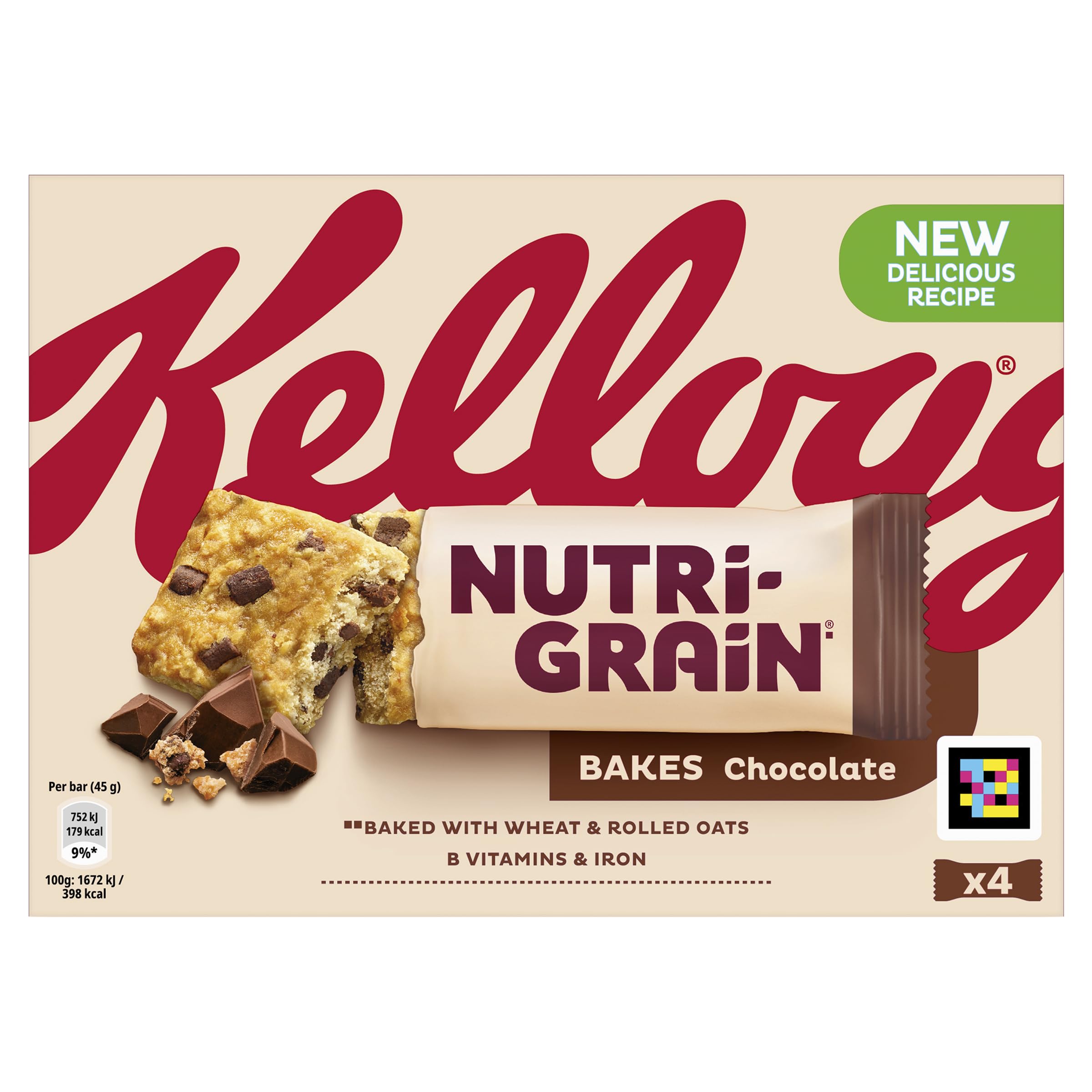 NUTRI-GRAIN Chocolate Cereal Bakes with Oats and Wheat | 4 x 45g Pack 1