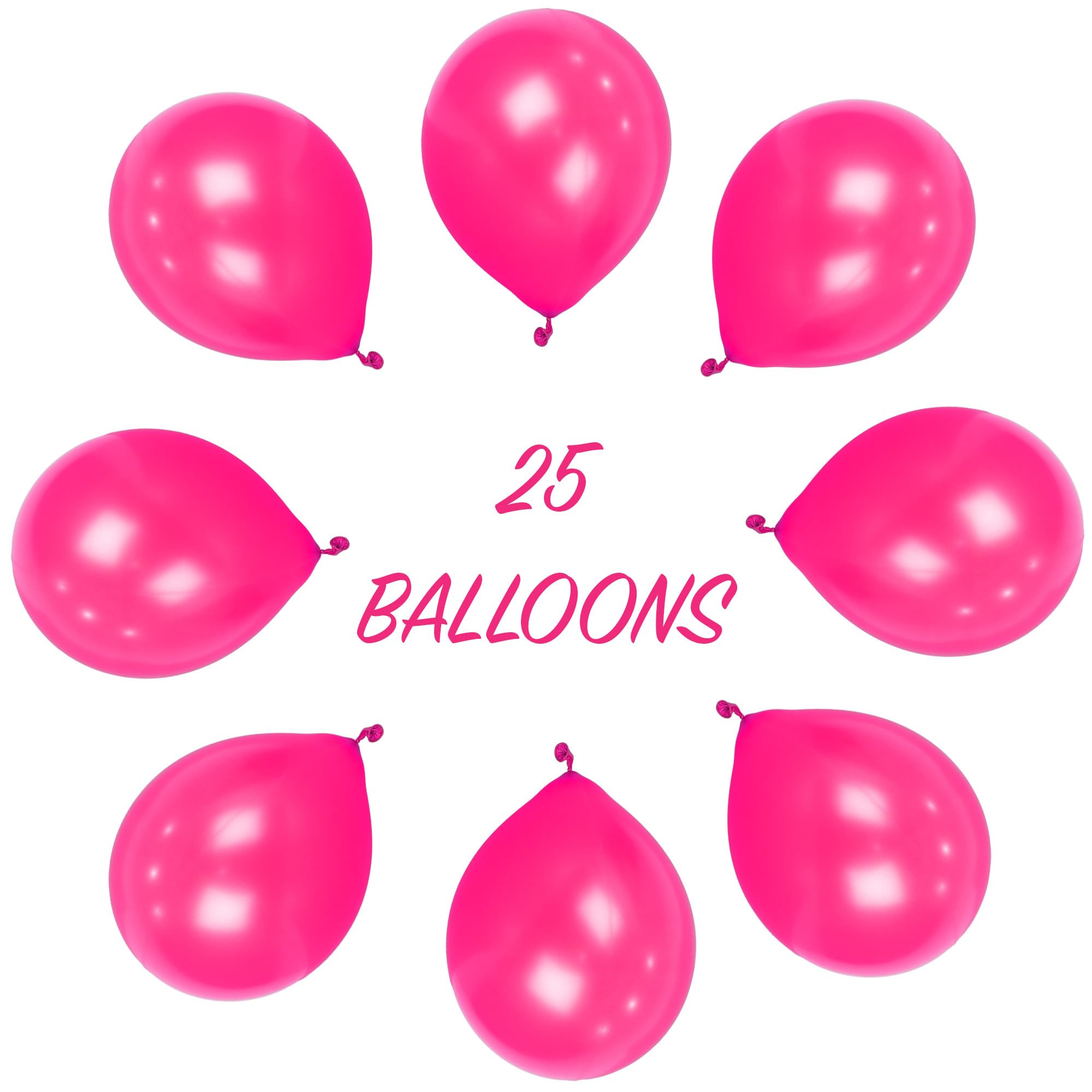 SHATCHI Fuchsia Pink Balloons - 25 Pack, 12 Inch Thick Latex, Biodegradable | Supports Helium & Air 2