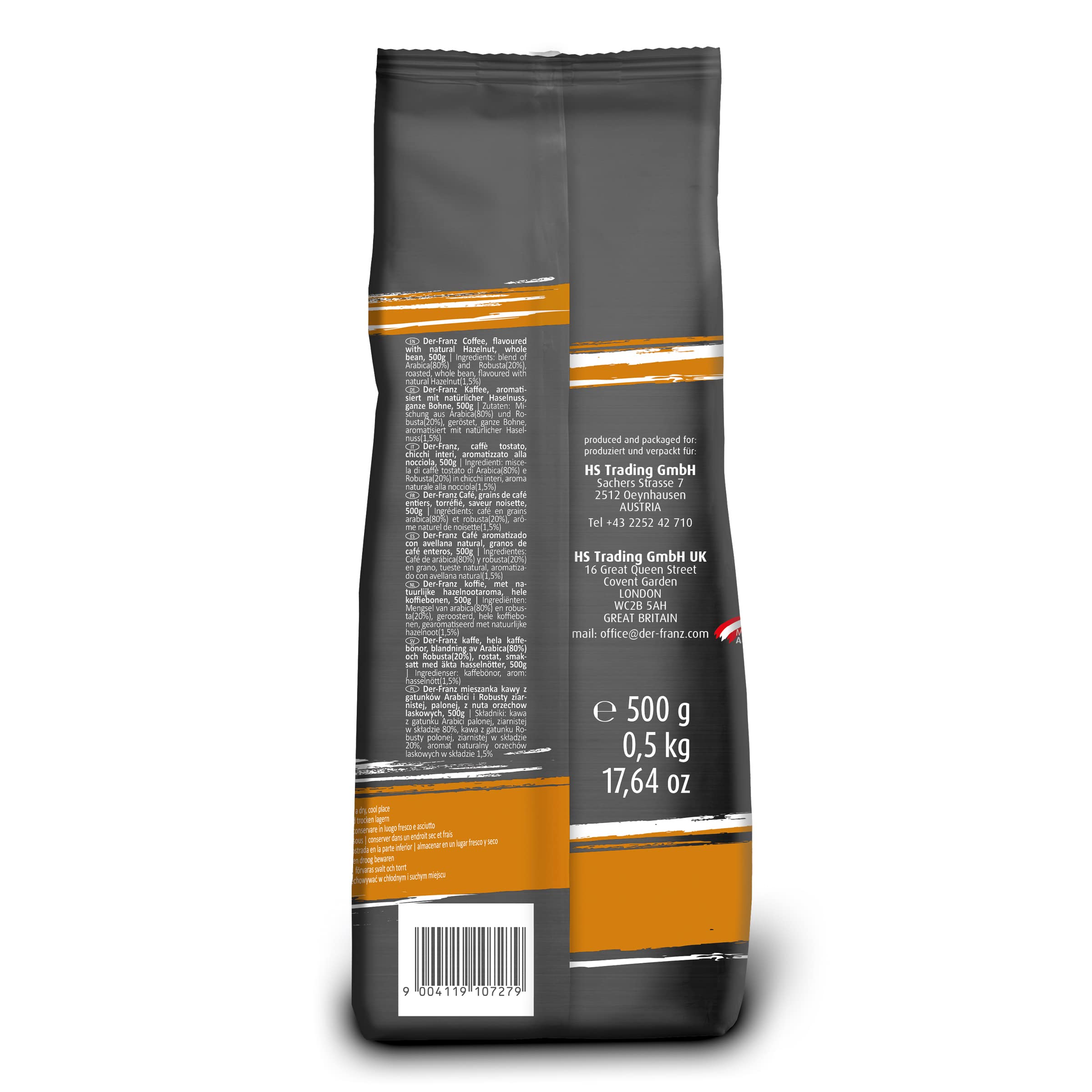 Der-Franz Hazelnut Flavoured Ground Coffee - 80% Arabica/20% Robusta Blend | 3/5 Intensity | 2 x 500g Pack 2