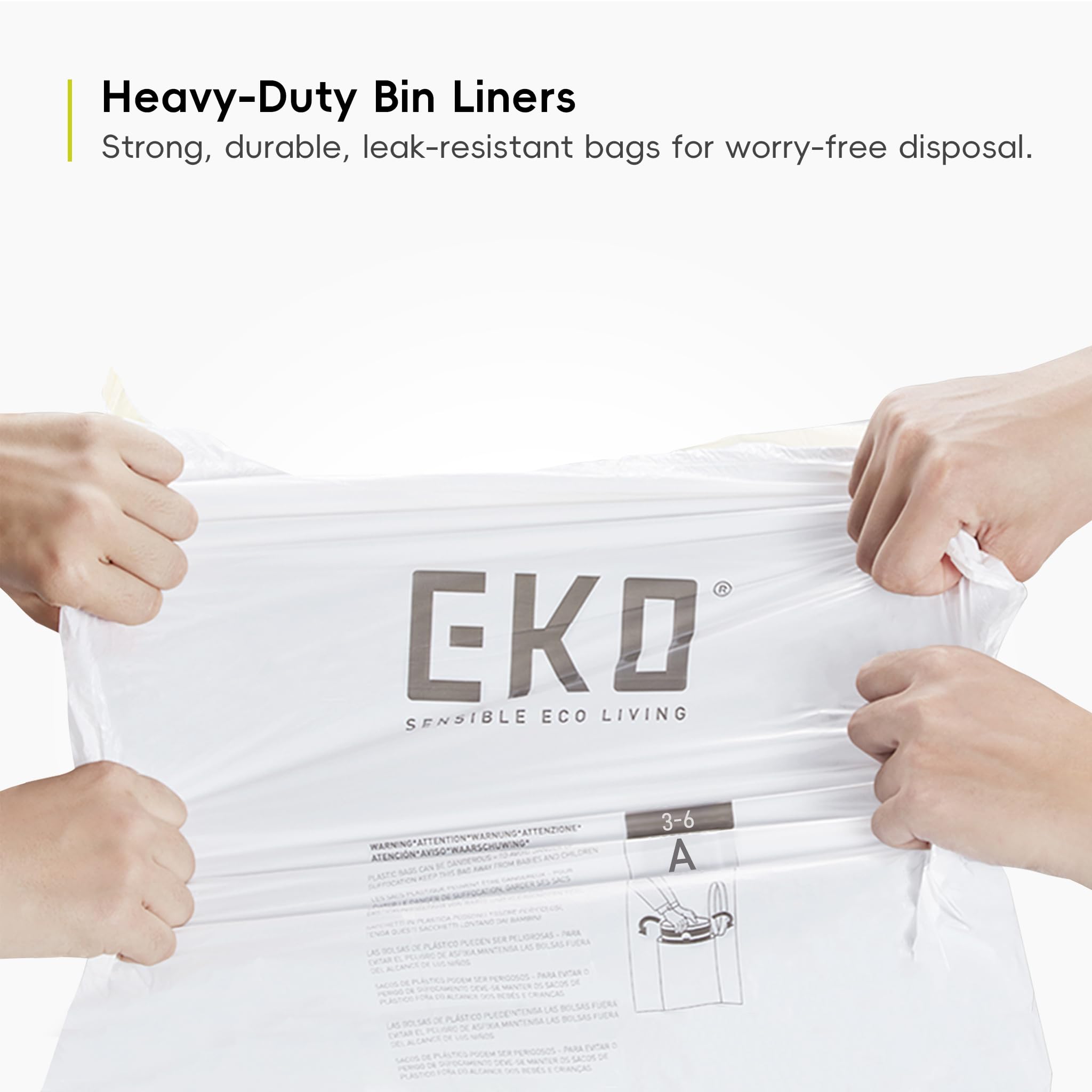 EKO - Extra Strong Heavy Duty Bin Liners 3-6L - White Trash Bags 3