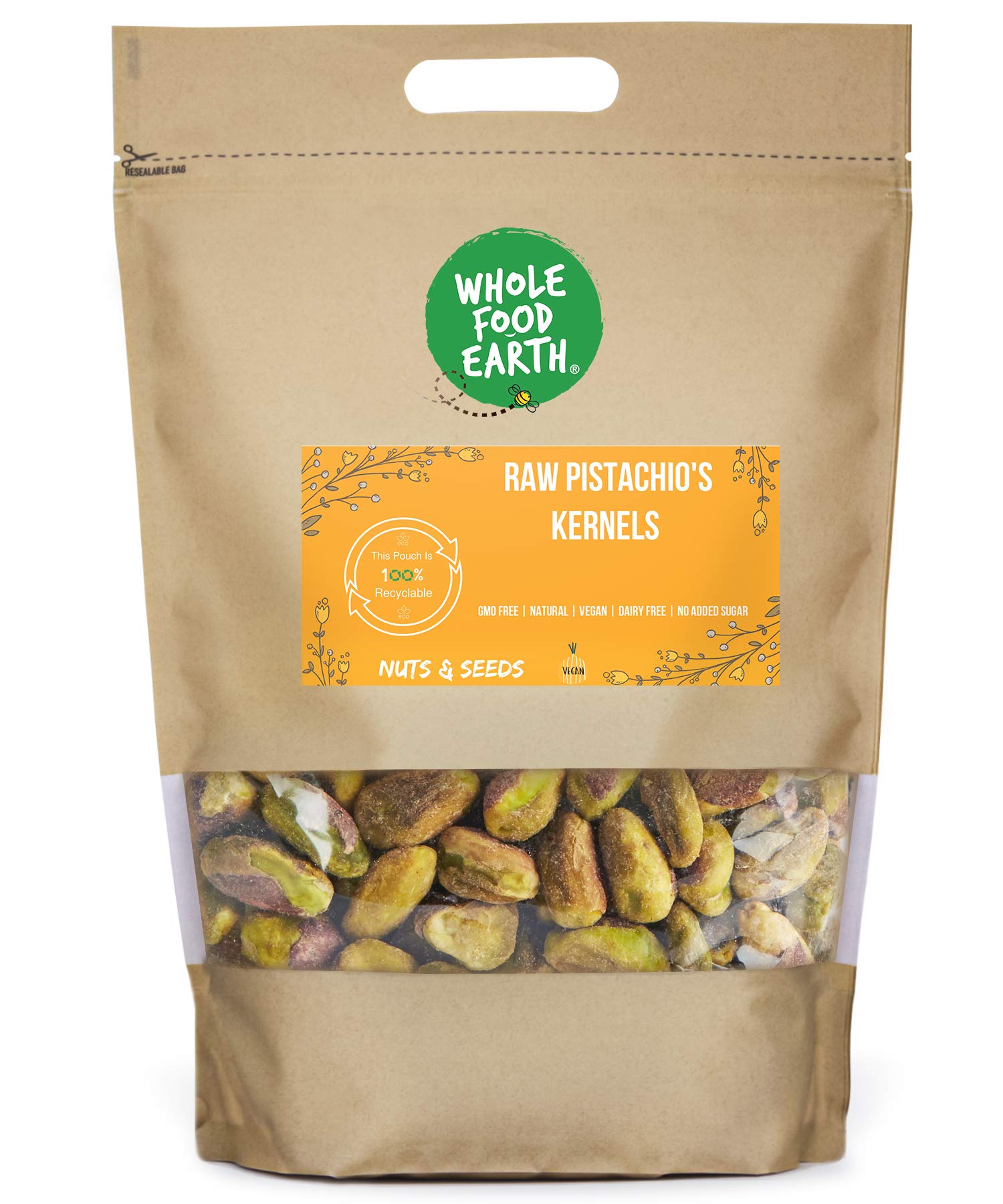 Wholefood Earth Raw Pistachio Kernels - GMO Free, Natural | 250g 1