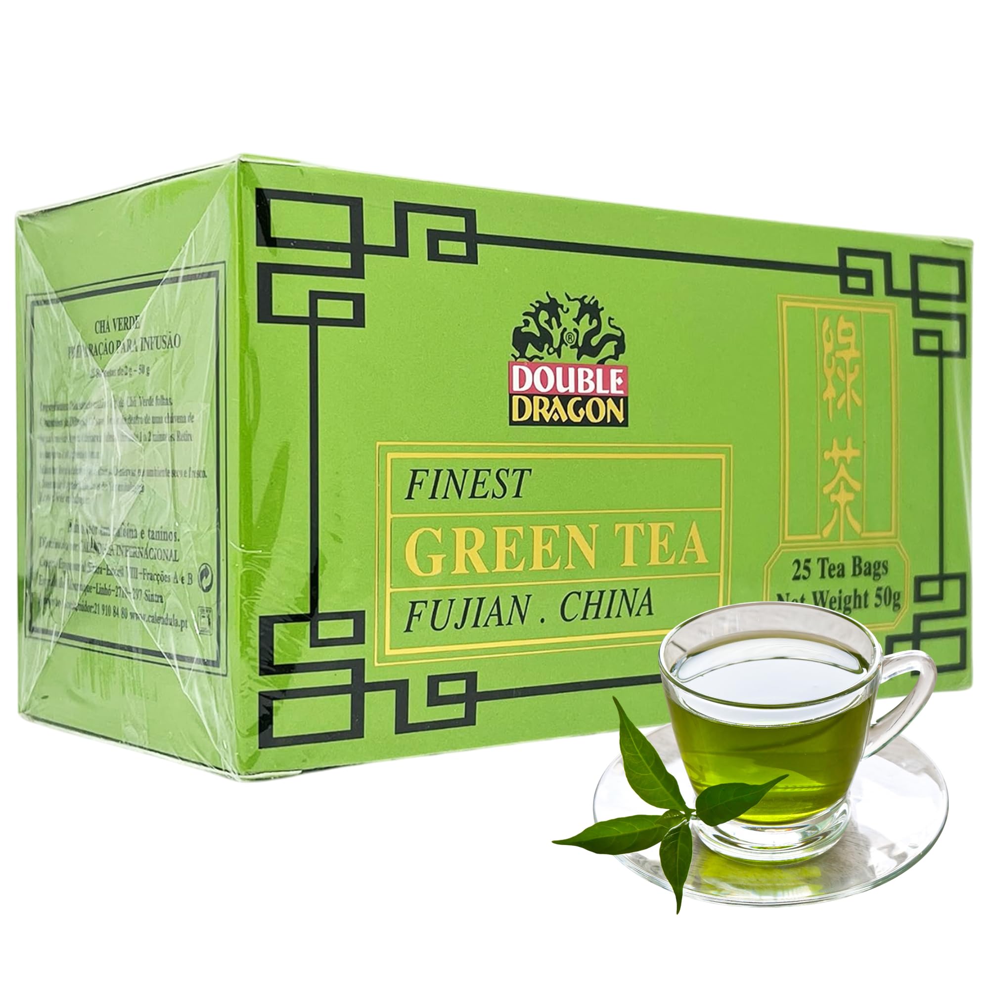 Double Dragon Finest Green Tea - 25 Tea Bags | Pure Chinese Green Tea from Fujian