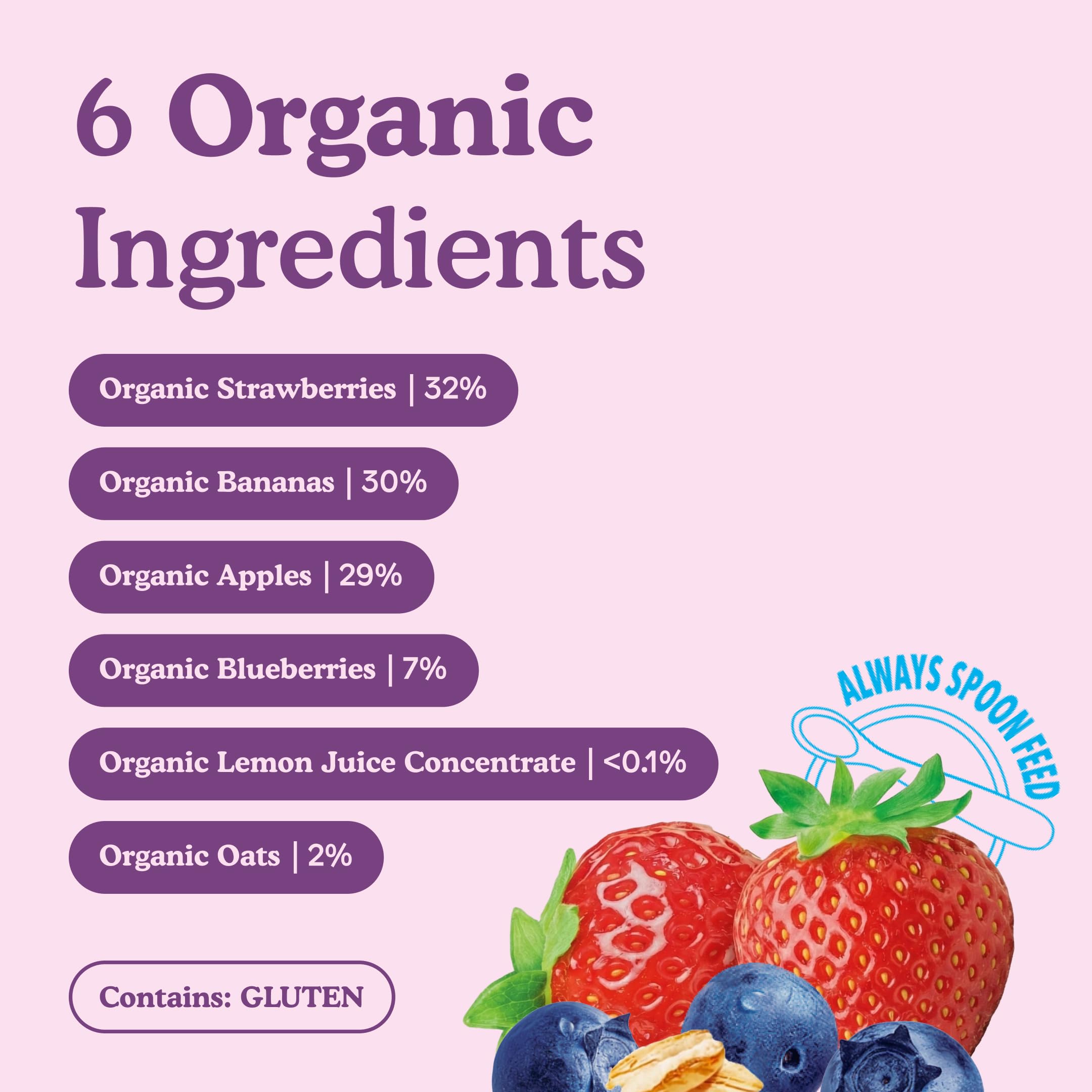 Little Freddie Organic Strawberries, Blueberries & Oats Bundle - 18 x 100g Pouches, Source of Fibre, Suitable from 6 Months