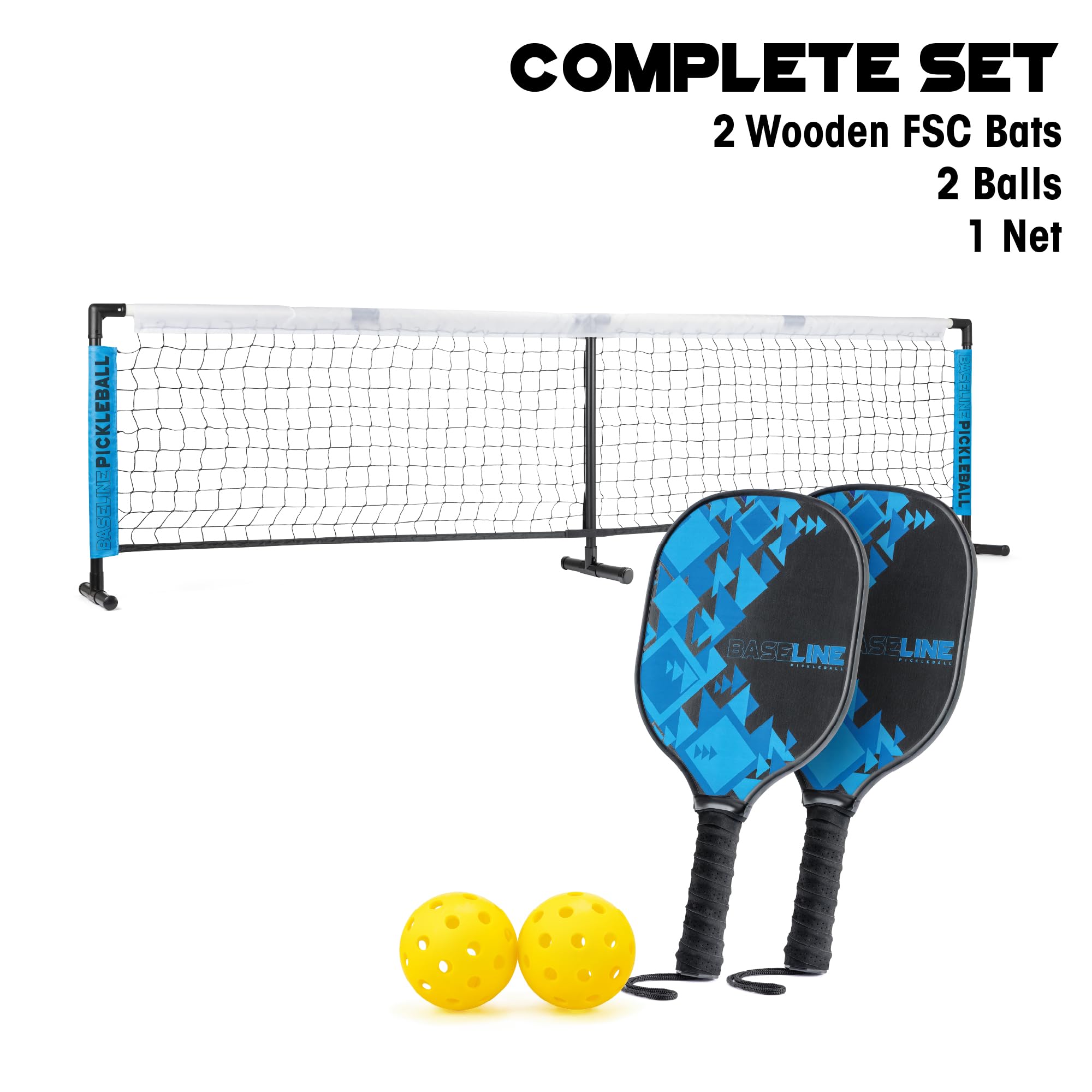 Toyrific Pickleball Paddles Set with Net and Balls - FSC-Certified Wood 8