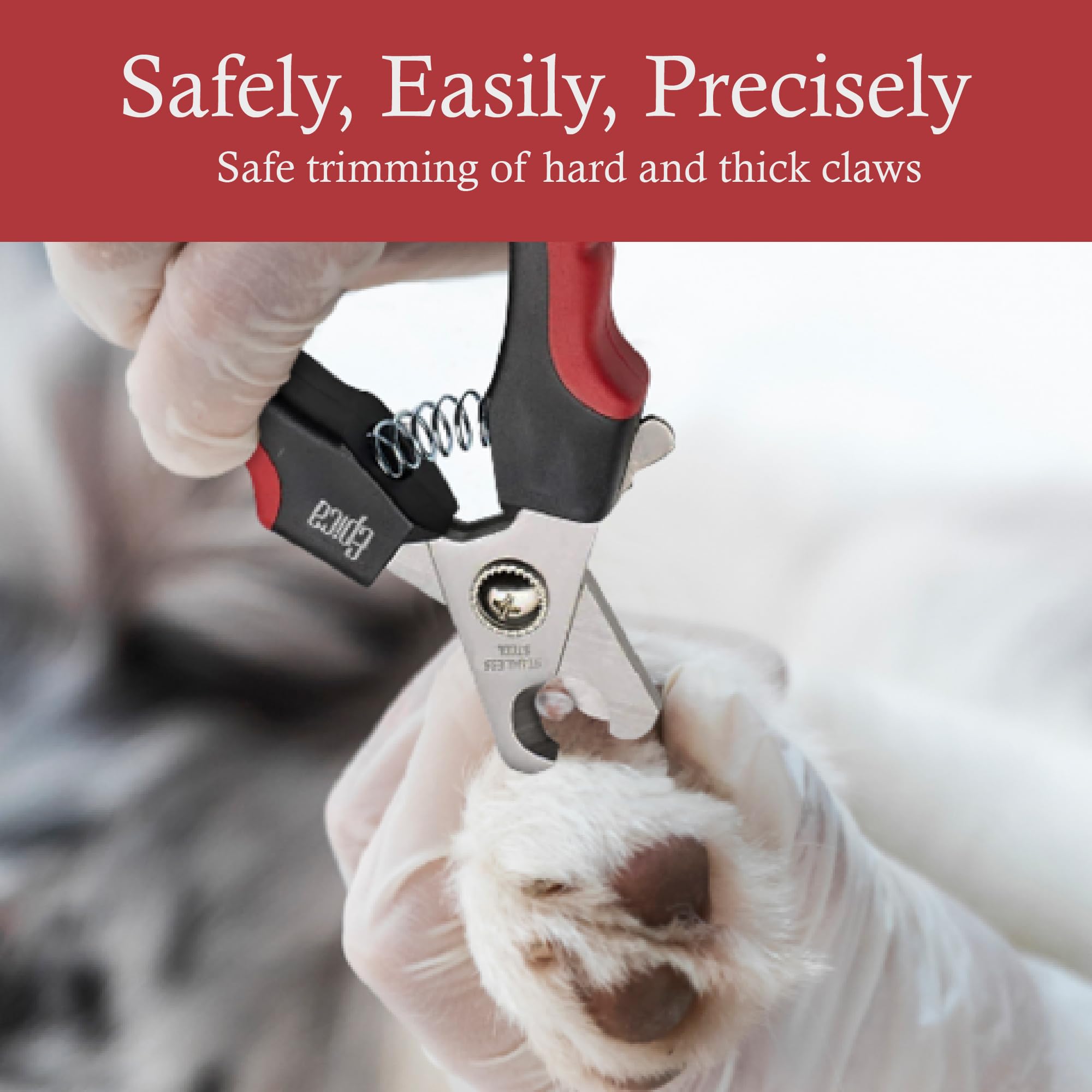 Epica Large Dog Nail Clippers - High-Grade Stainless Steel, Black/Red, Safety Lock 3