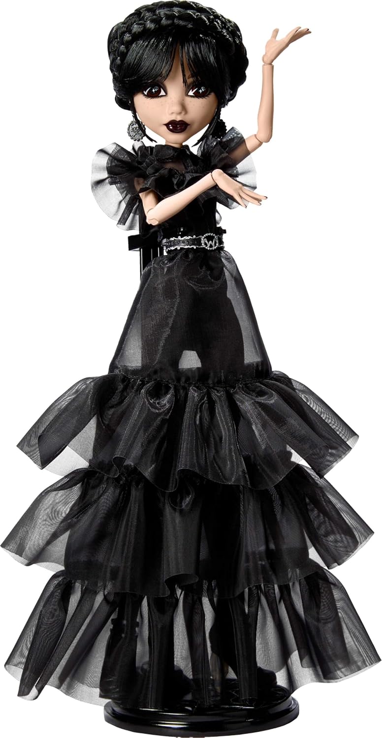 Monster High Wednesday Rave'N Wednesday Collectible Doll in Black Gothic Gown (HXJ03)