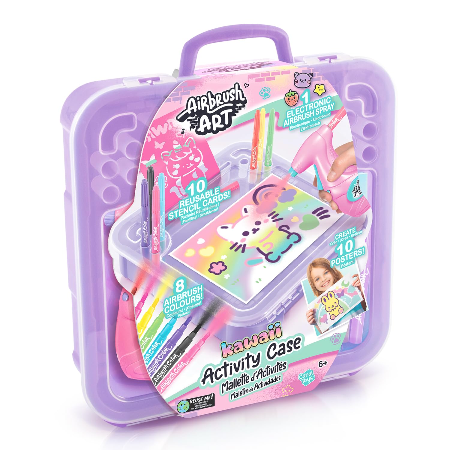 Canal Toys Airbrush Art Activity Case - Electronic Spray & 10 Stencils | Ages 6+ 2