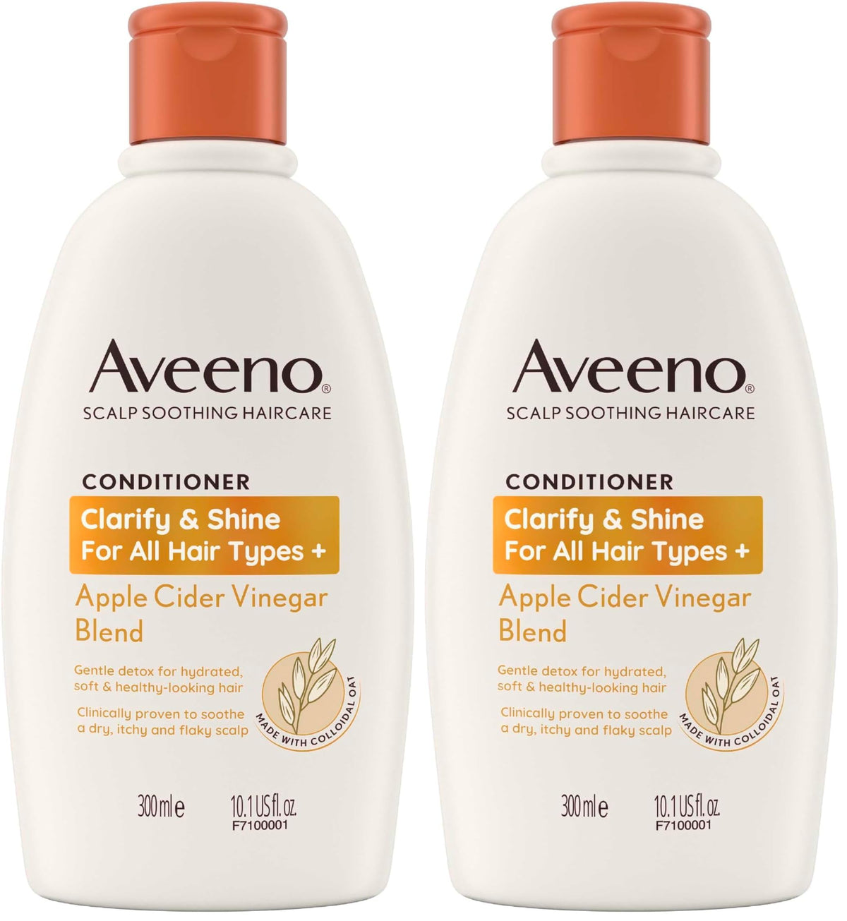 Aveeno Apple Cider Vinegar Clarify & Shine Scalp Soothing Conditioner - 300 ml, Pack of 2